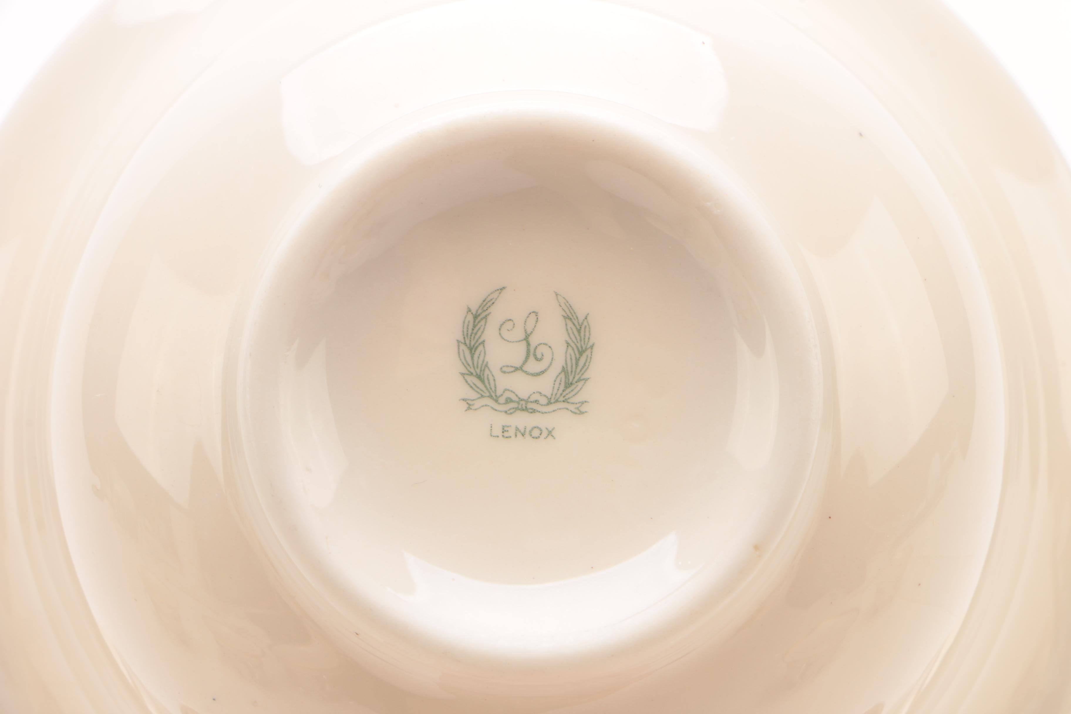 International Silver Co. Sterling Bouillon Cup Frames with Lenox Inserts