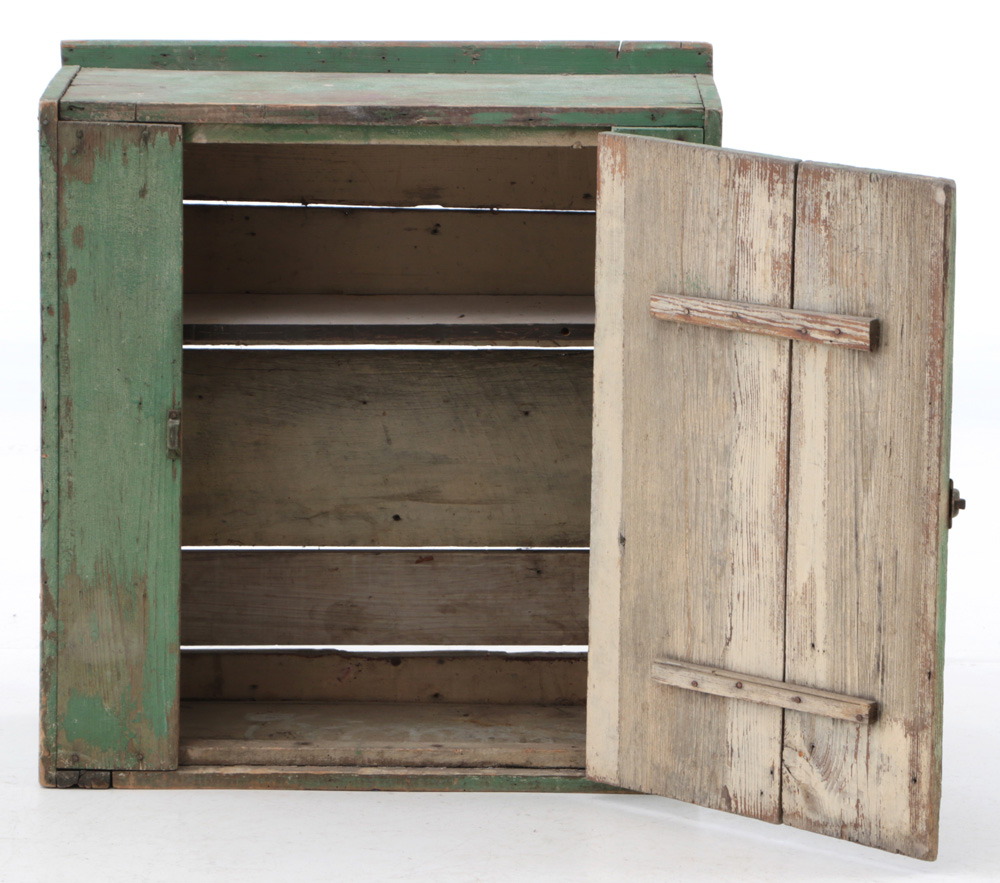 Antique Primitive Green Painted Cupboard