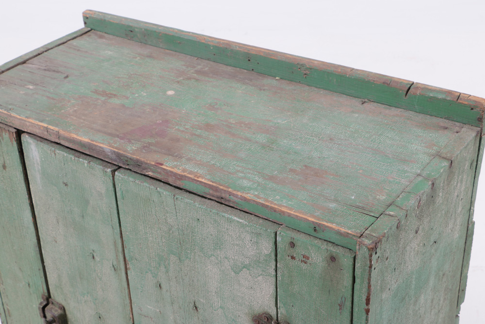Antique Primitive Green Painted Cupboard