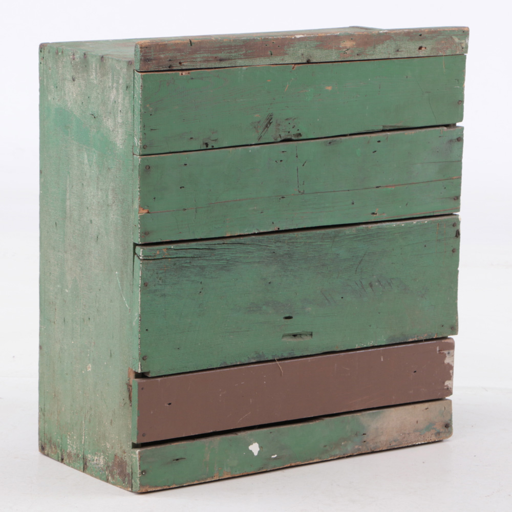 Antique Primitive Green Painted Cupboard