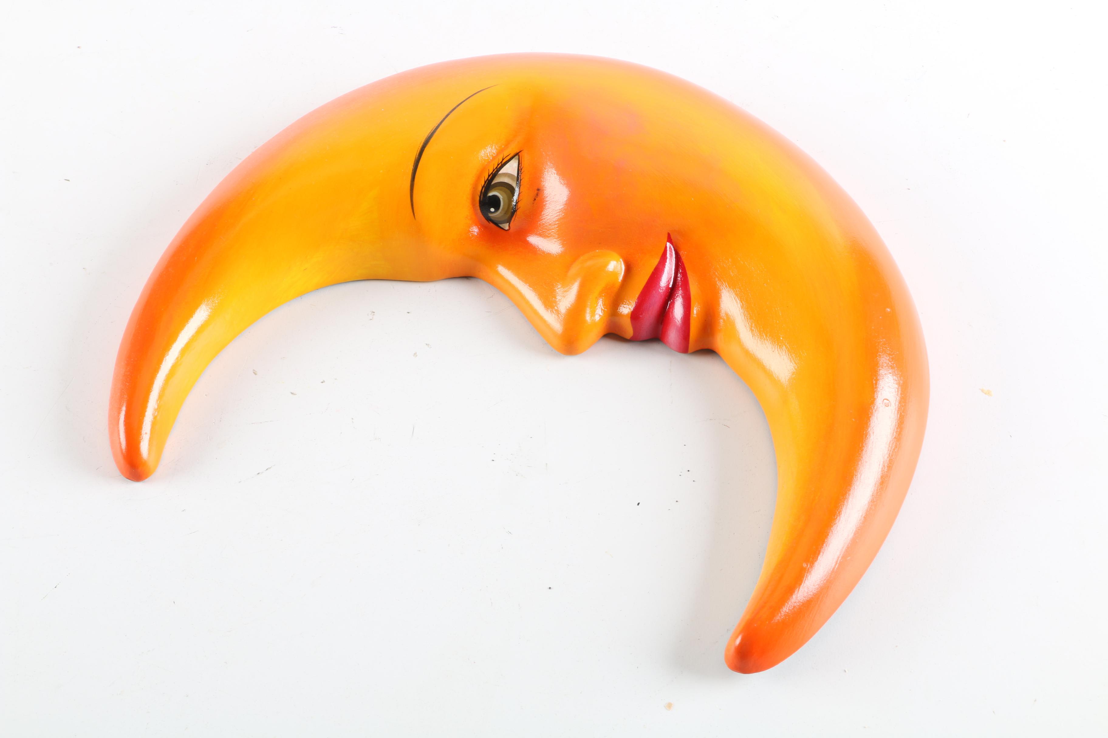 Mexican "El Angel" Ceramic Orange Crescent Moon