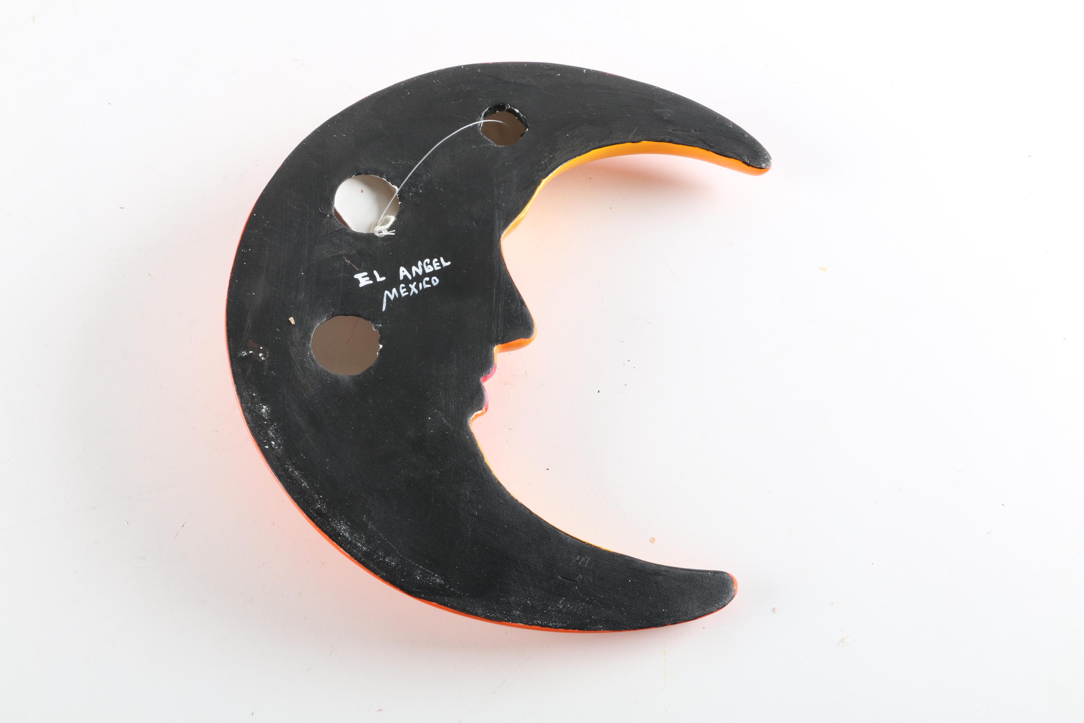 Mexican "El Angel" Ceramic Orange Crescent Moon