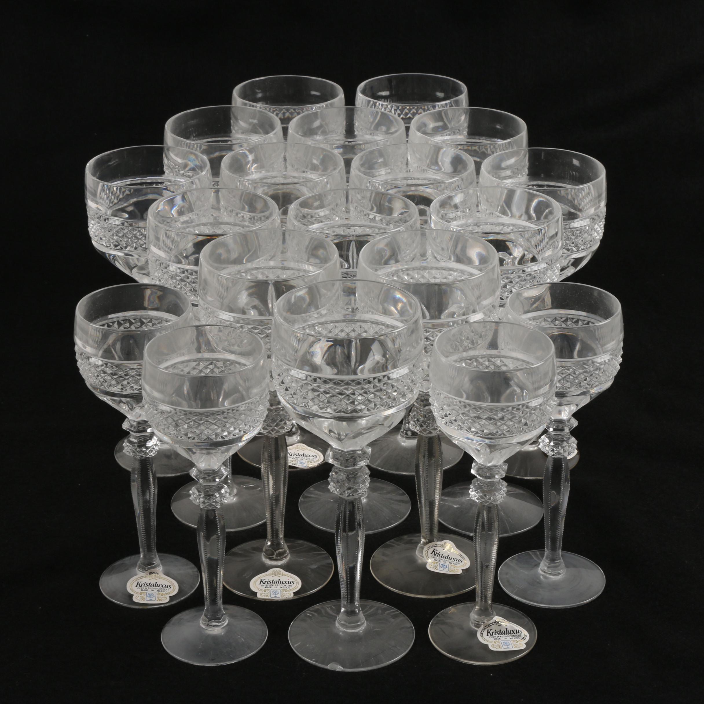 Vintage Kristaluxus Mexican Crystal Wine Glasses