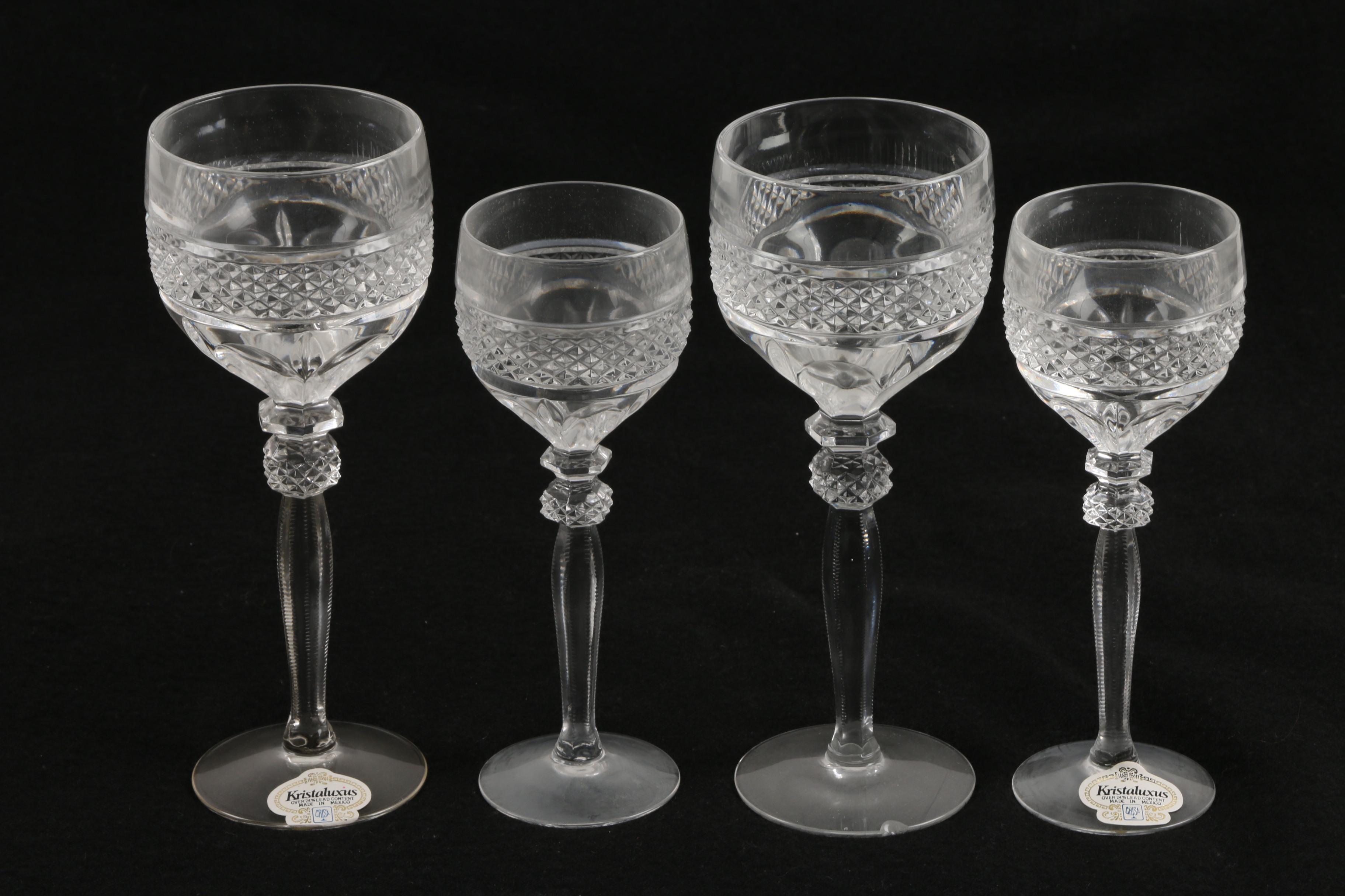 Vintage Kristaluxus Mexican Crystal Wine Glasses