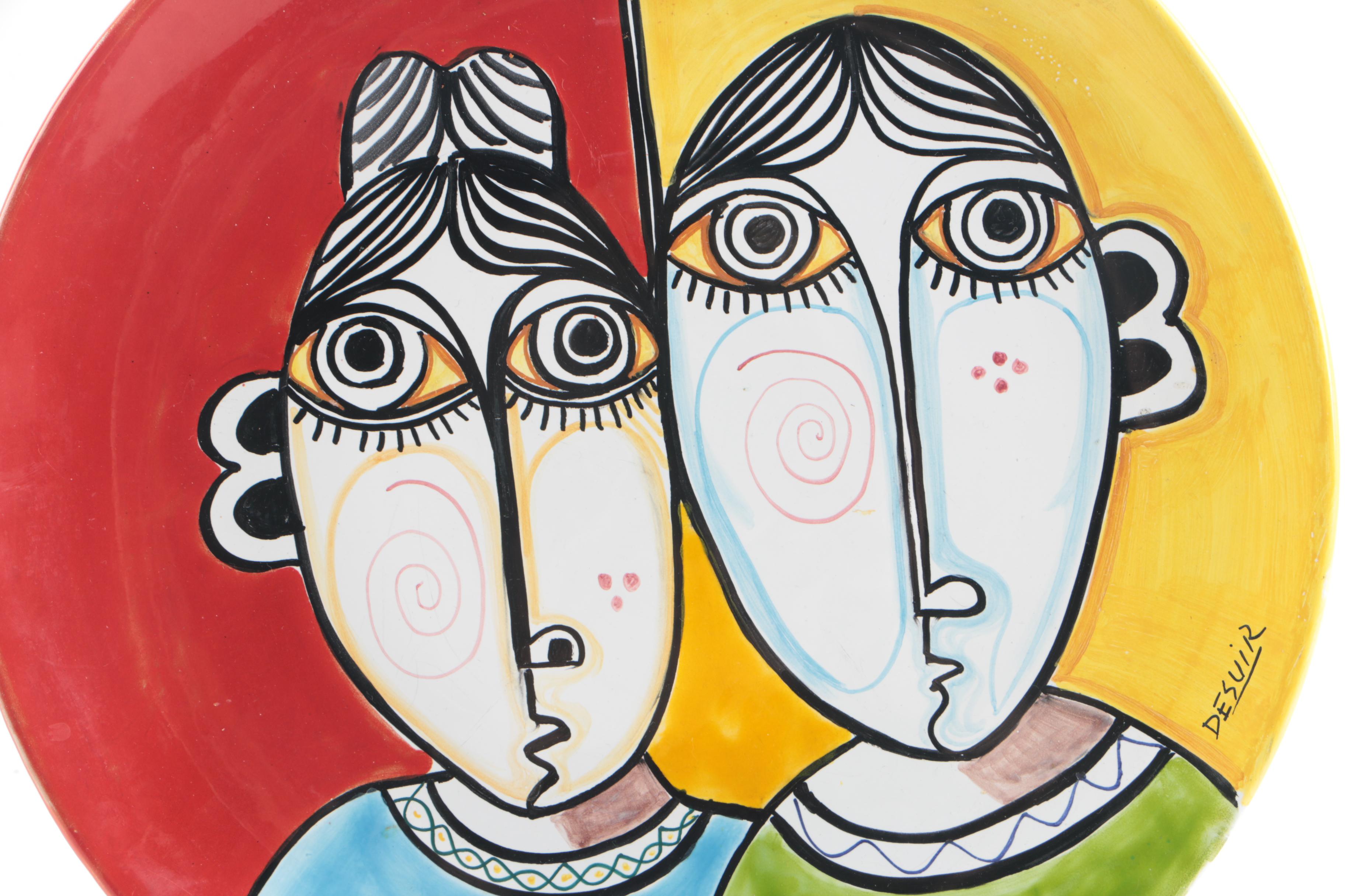 Vietri Cer Desuir Italian Hand-Painted Pottery Platter