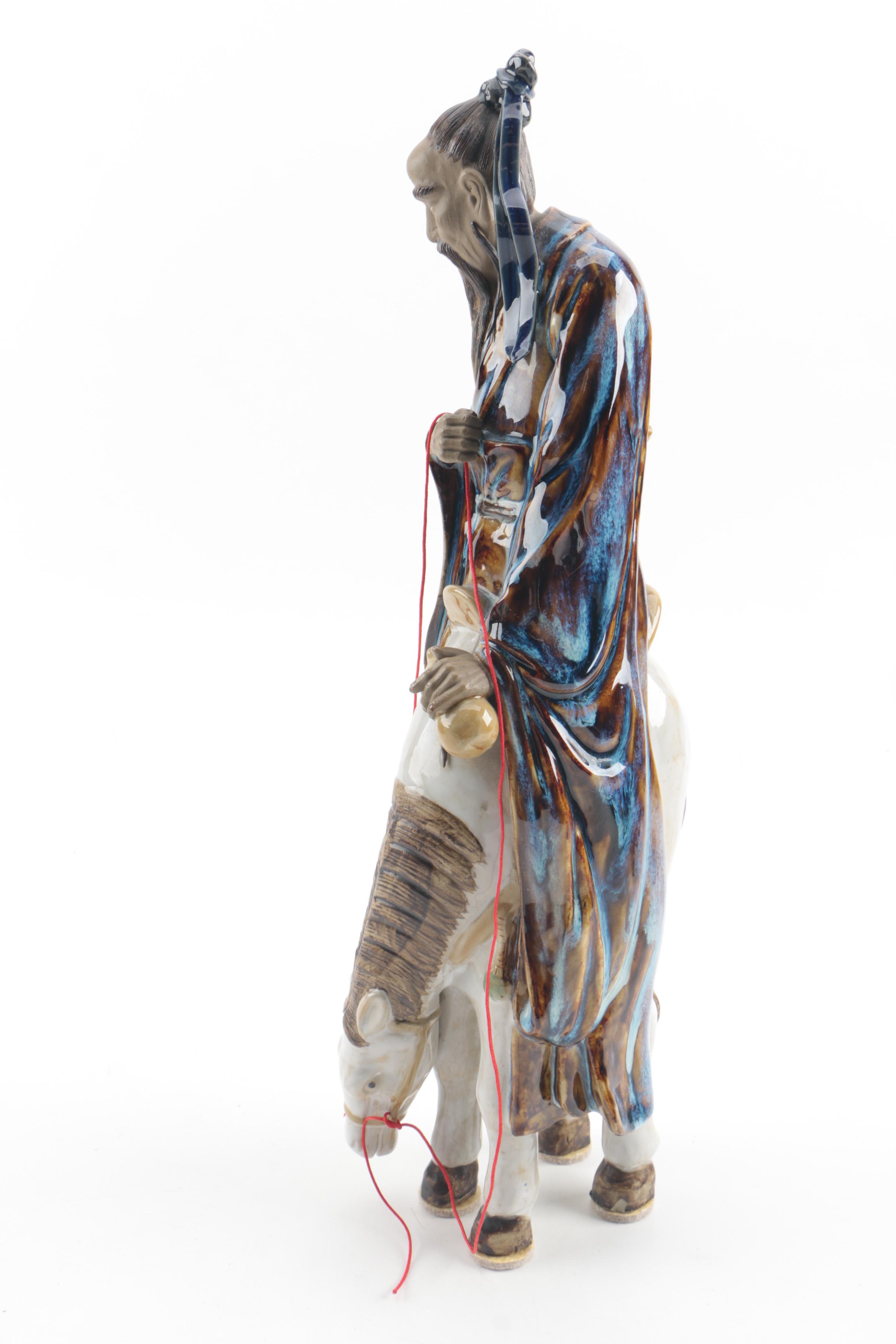 Chinese Ceramic Figurine of Man on Horseback