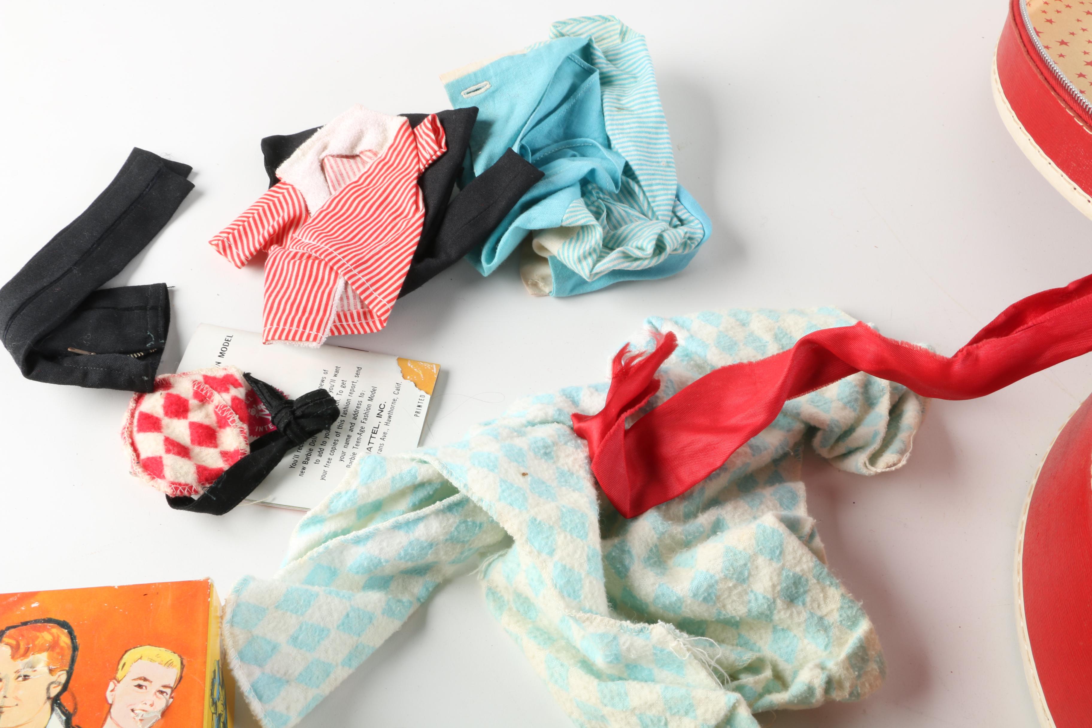 1960s Mattel "Allan" and "Ken" Dolls with Carrying Case and Accessories