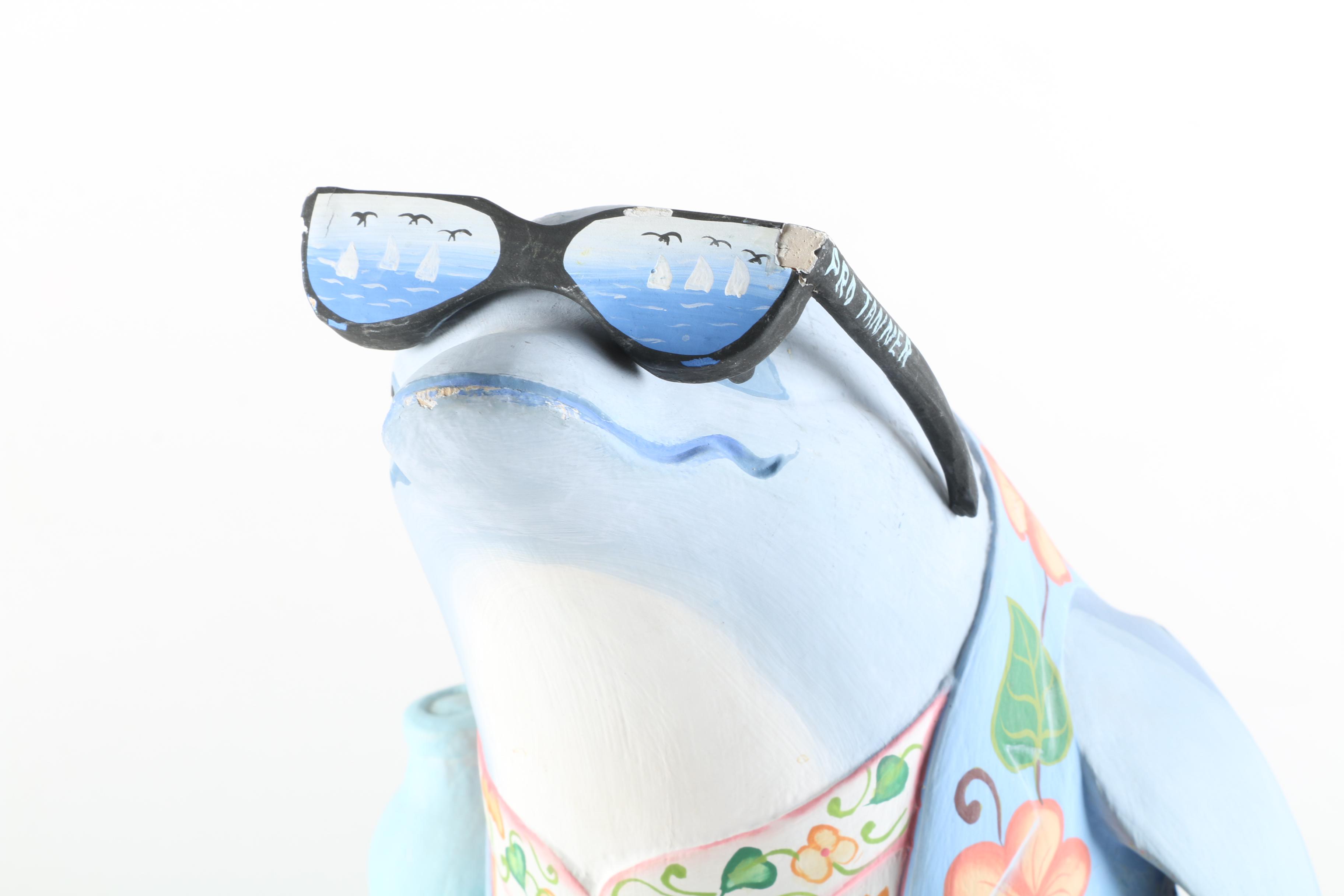 D. Waller Polychrome Wood Sculpture "Rogue Dolphin"