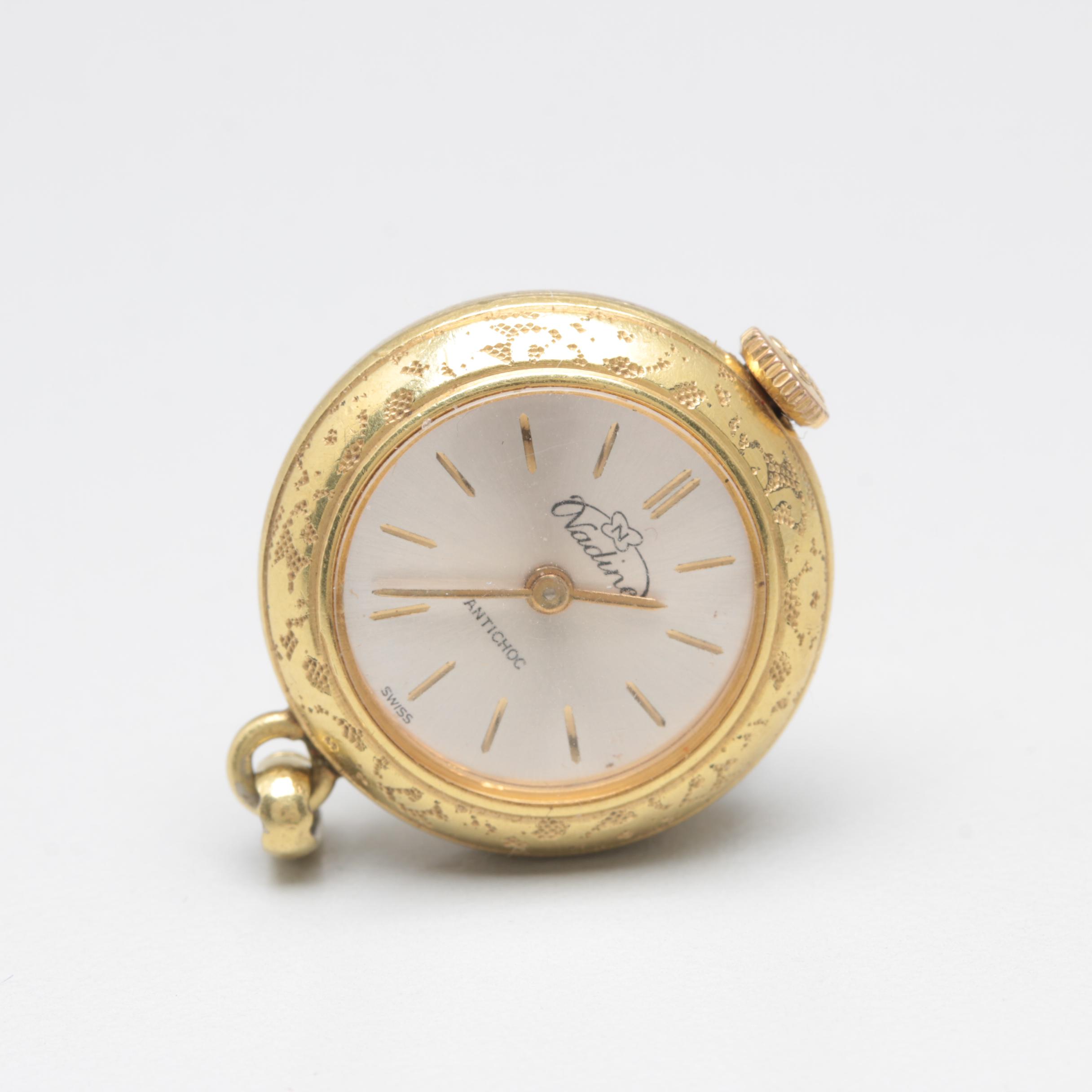 Circa 1960s Nadine Swiss Gold Plated Pendant Watch