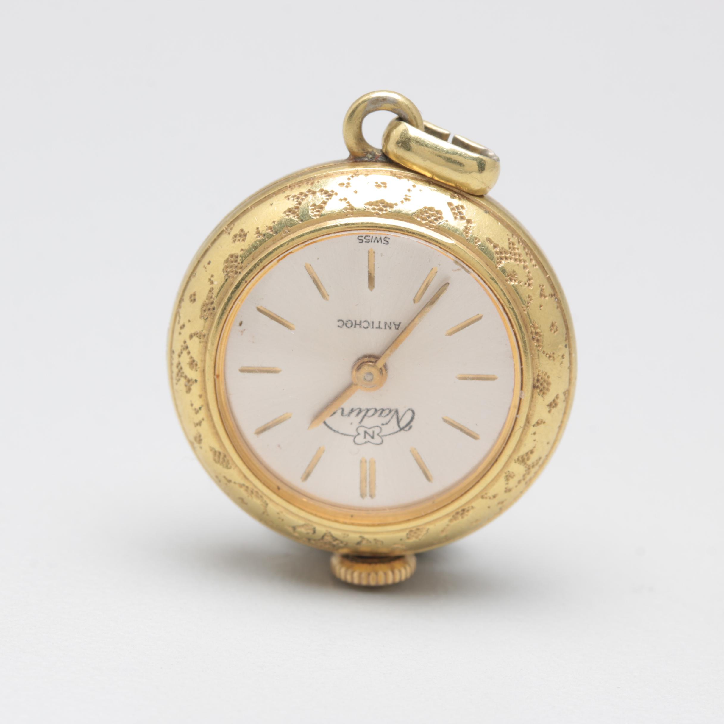 Circa 1960s Nadine Swiss Gold Plated Pendant Watch