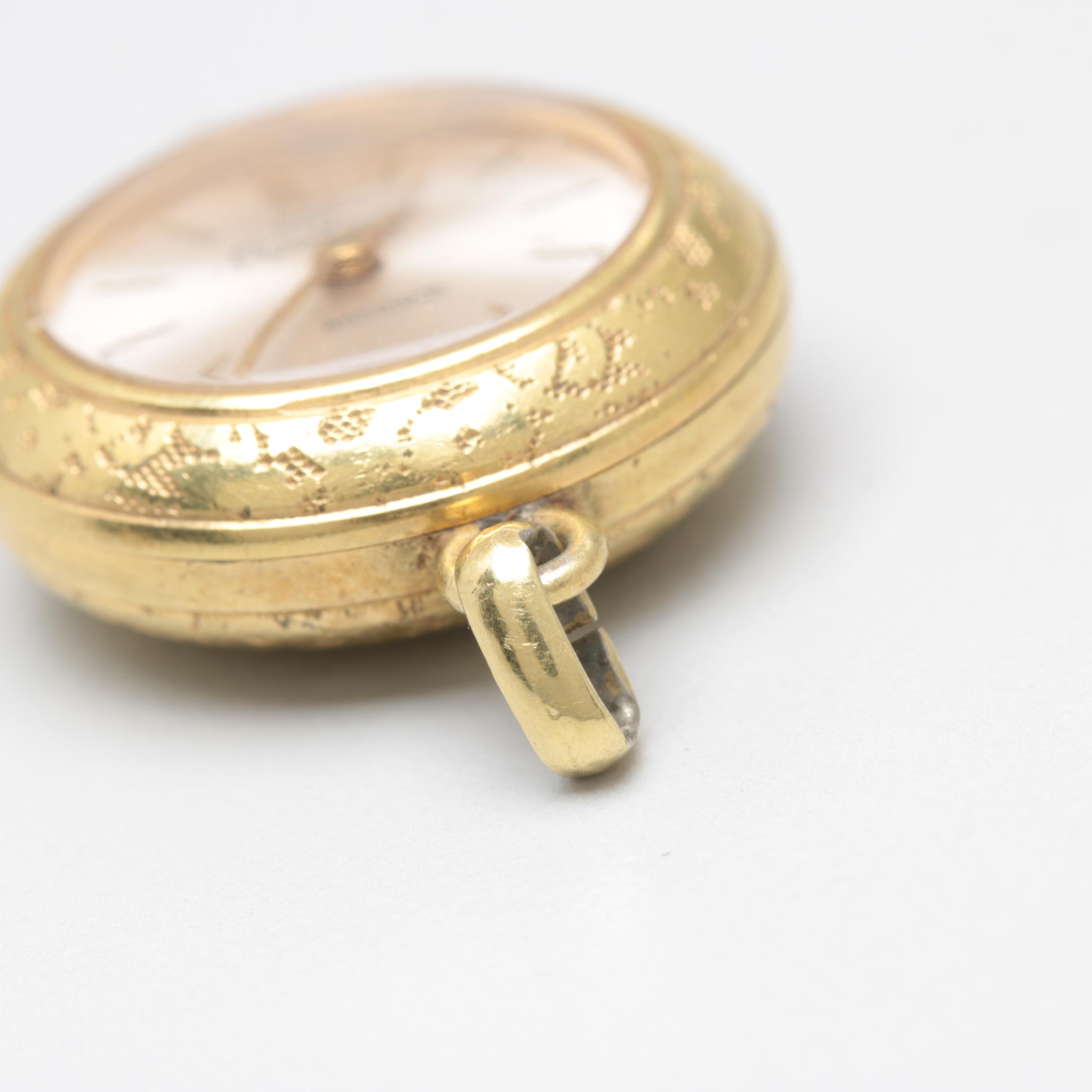 Circa 1960s Nadine Swiss Gold Plated Pendant Watch