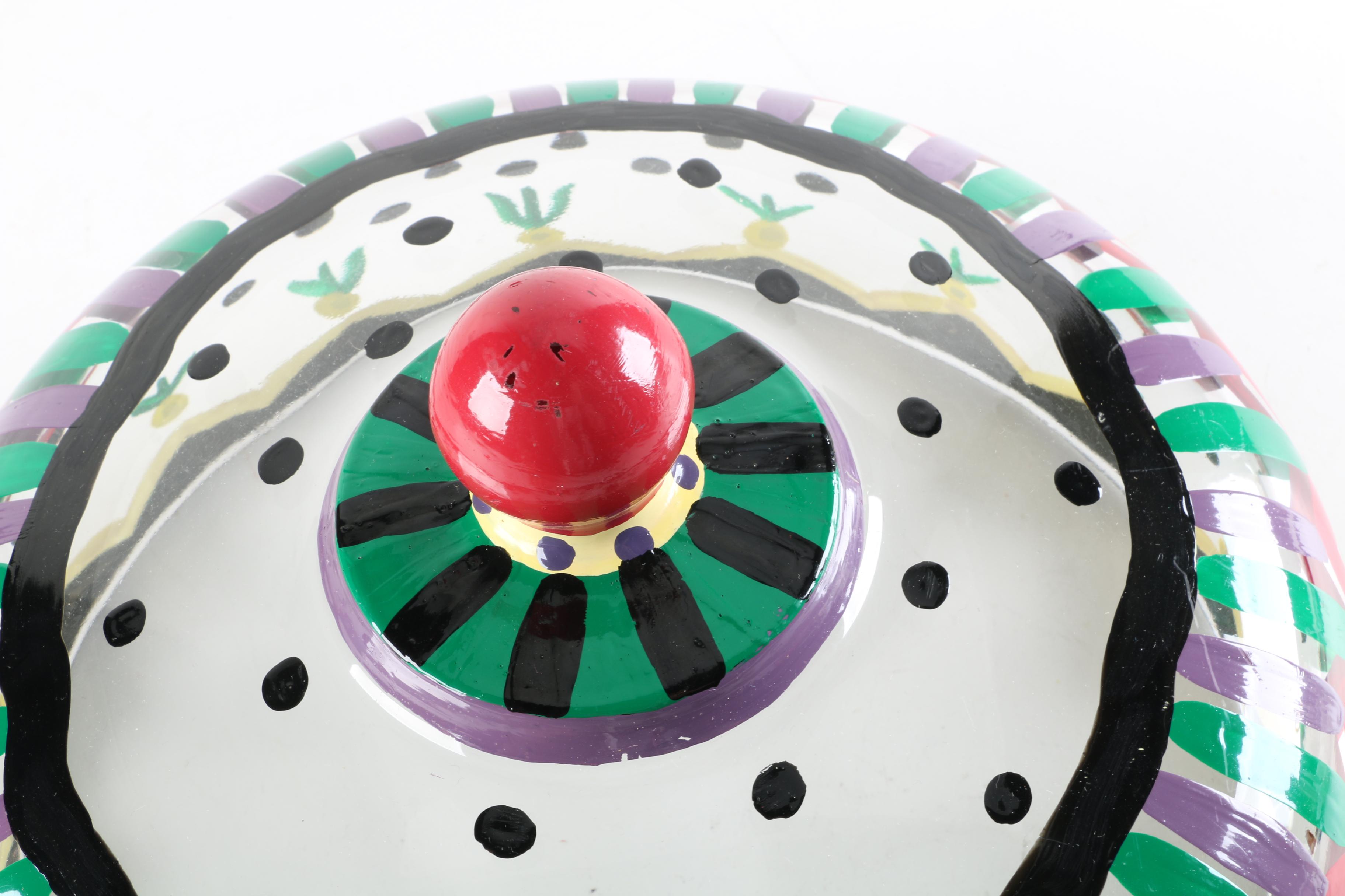 Hand-Painted Glass Domed Cake Stand
