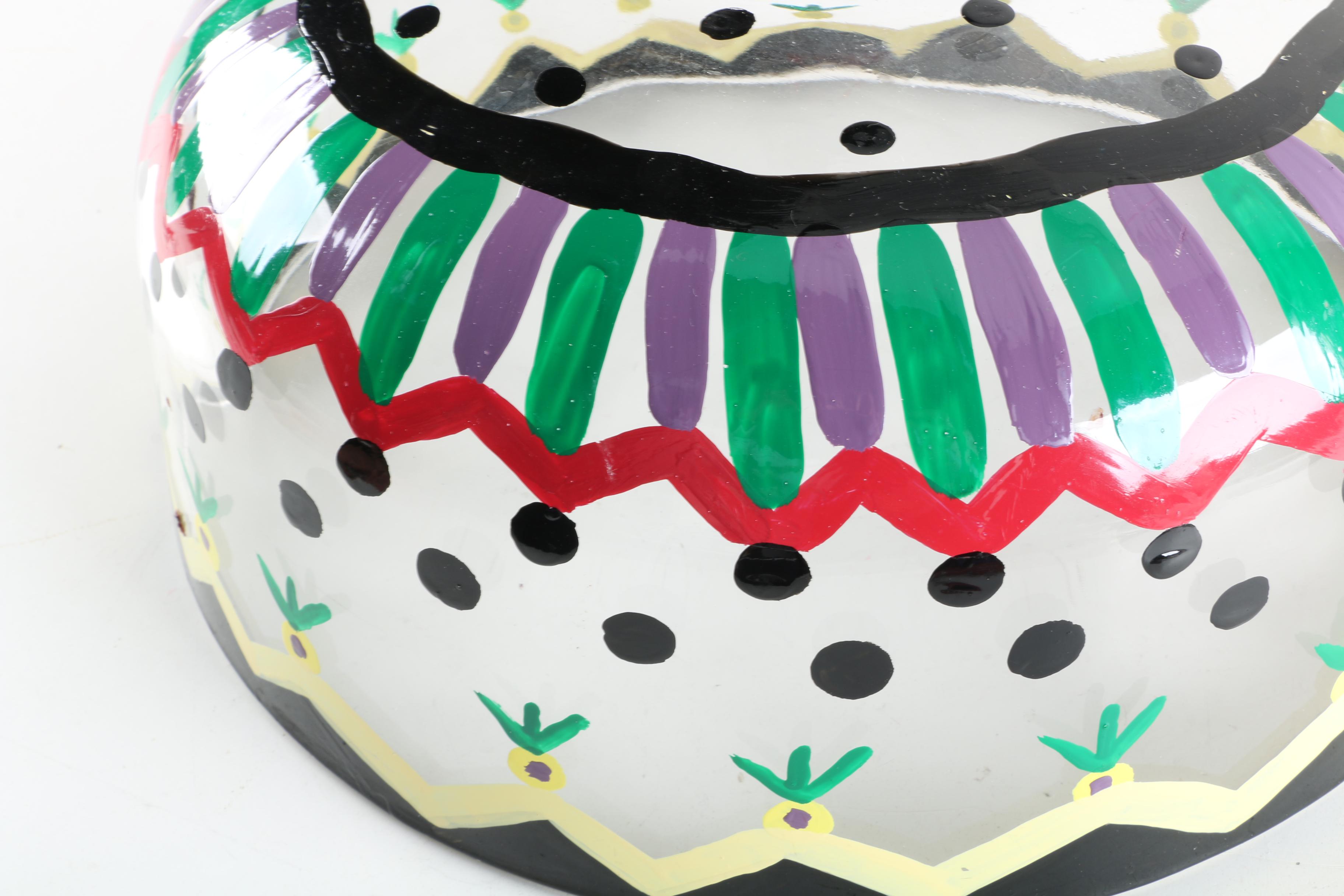 Hand-Painted Glass Domed Cake Stand