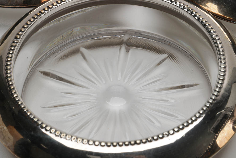 Frank M. Whiting Sterling and Glass Coasters