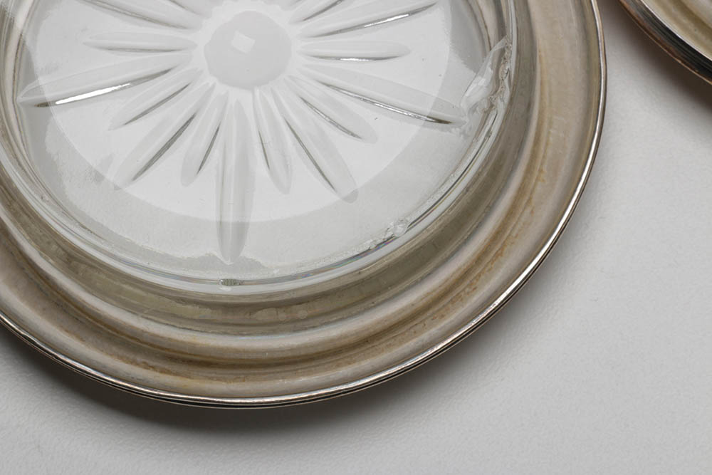 Frank M. Whiting Sterling and Glass Coasters