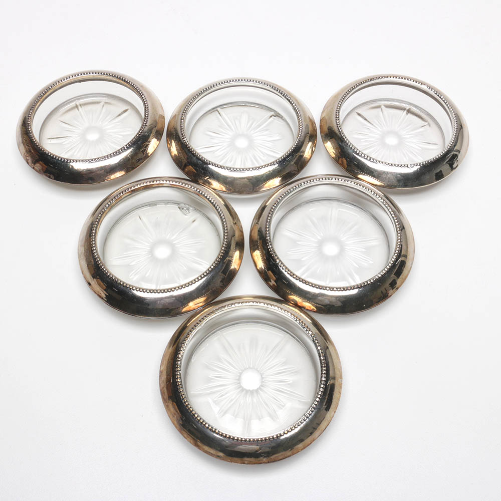 Frank M. Whiting Sterling and Glass Coasters
