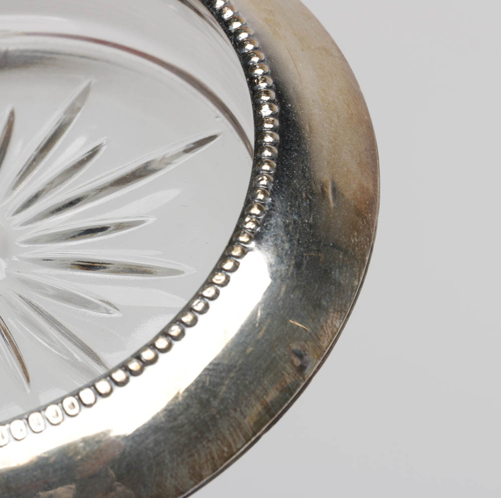 Frank M. Whiting Sterling and Glass Coasters