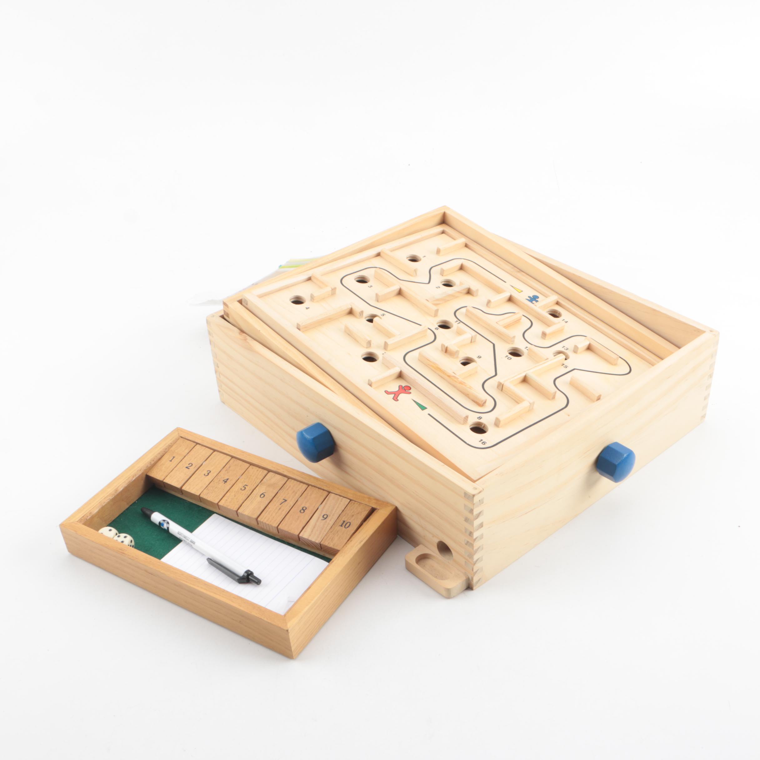 Wooden Labyrinth and Dice Game