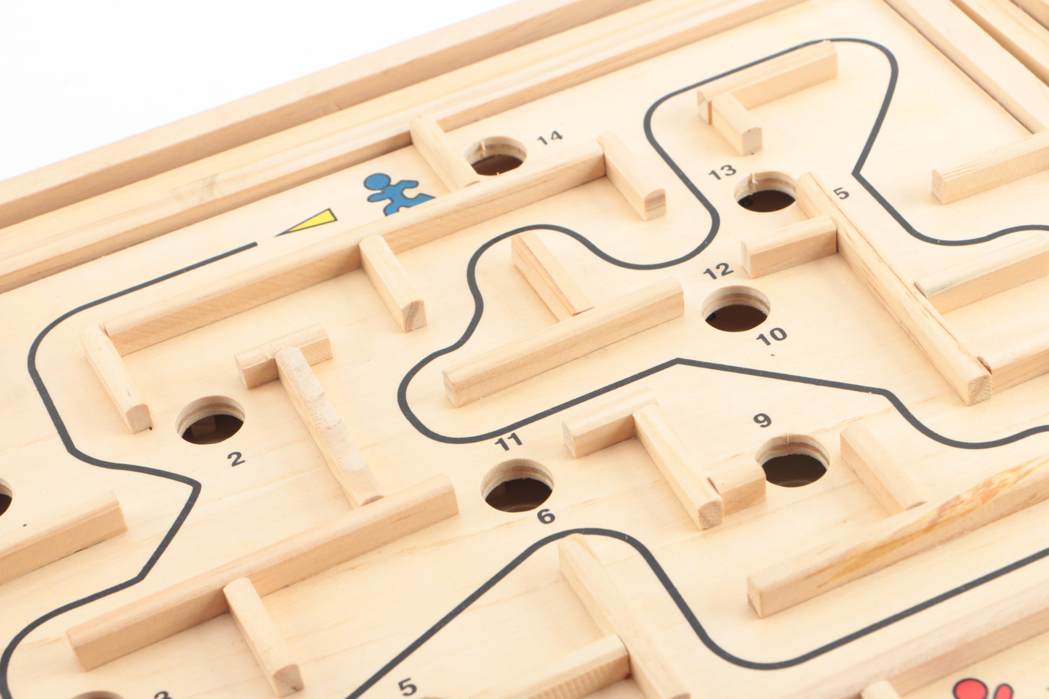 Wooden Labyrinth and Dice Game