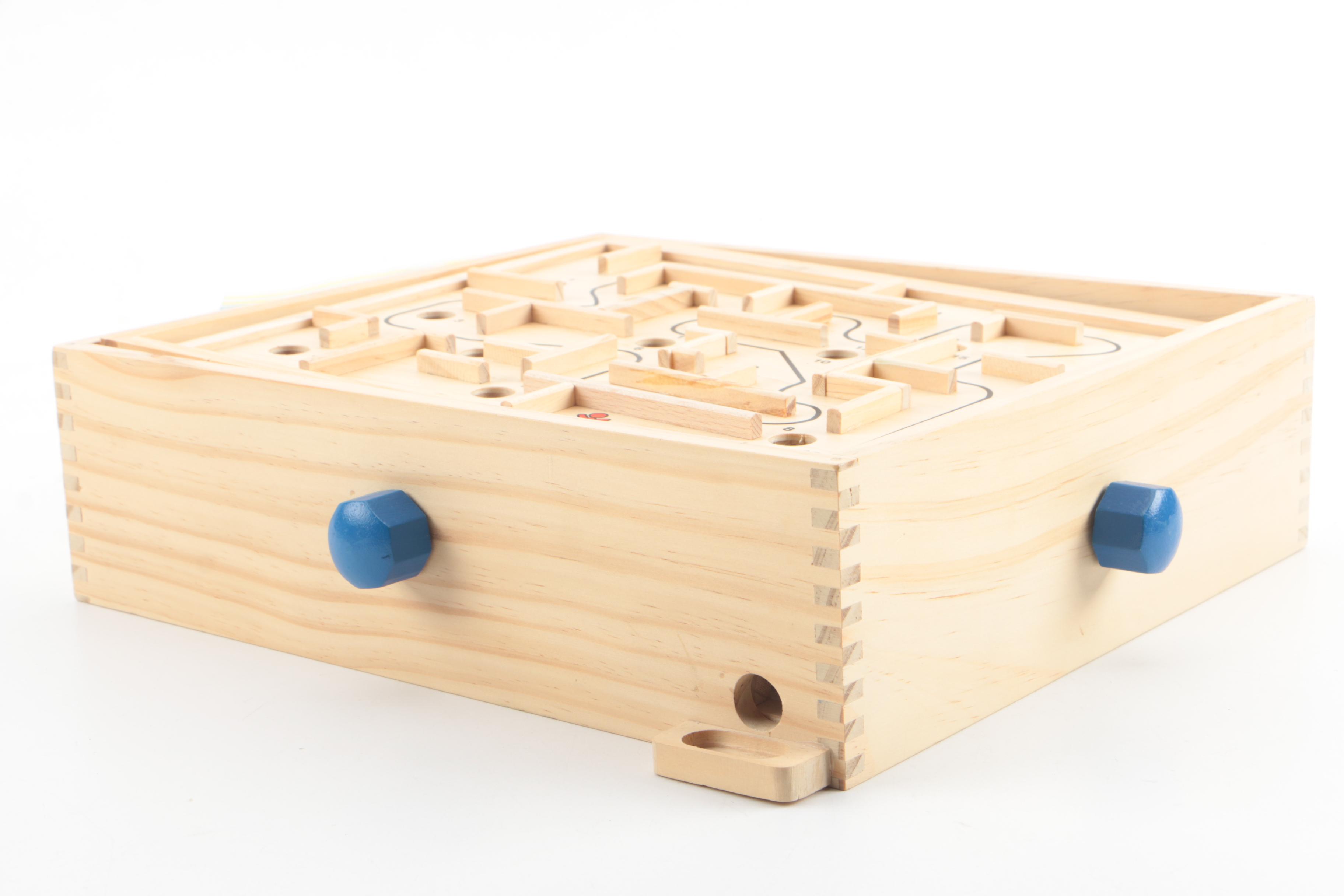 Wooden Labyrinth and Dice Game