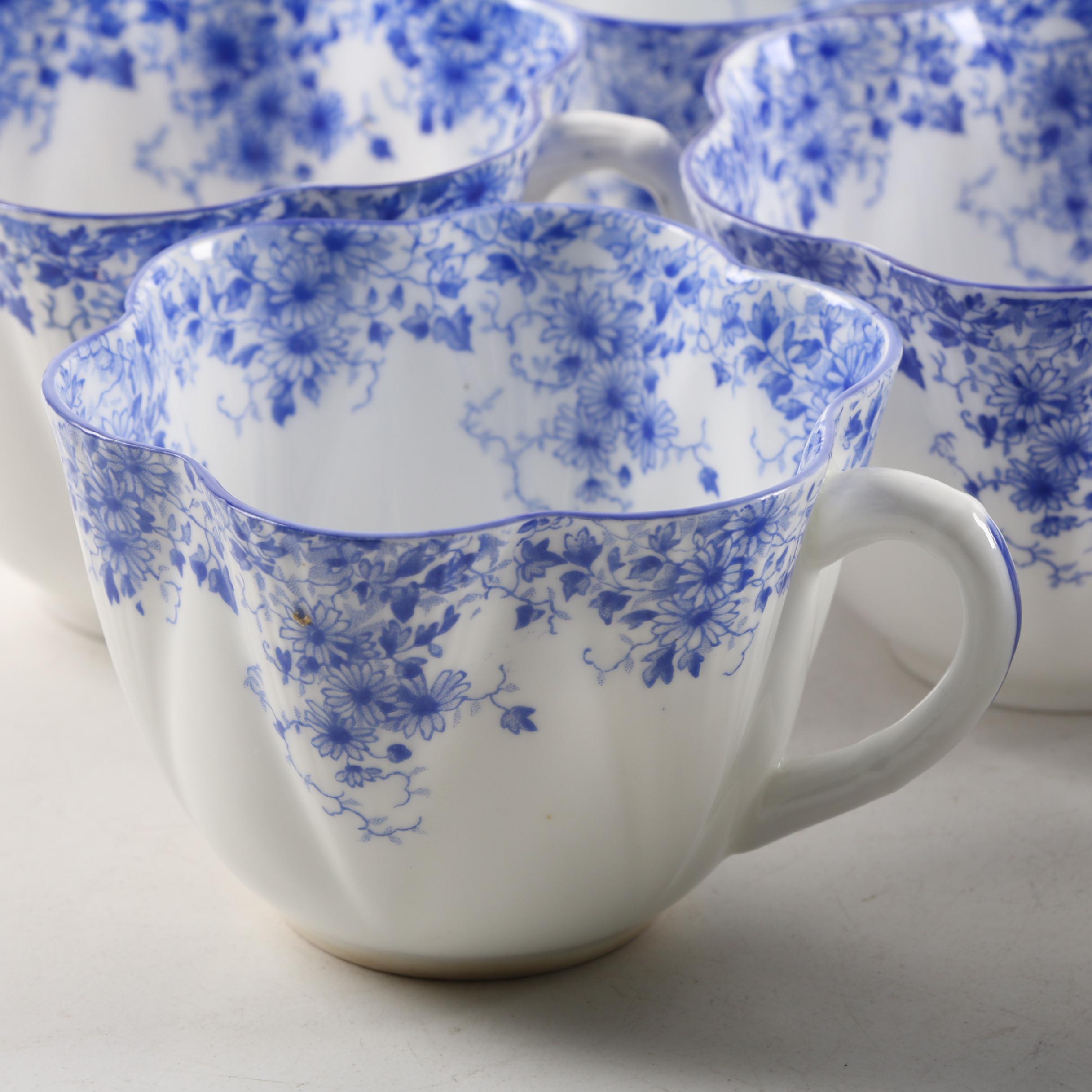 Vintage Shelley "Dainty Blue" Bone China Snack Plate Set and Serveware