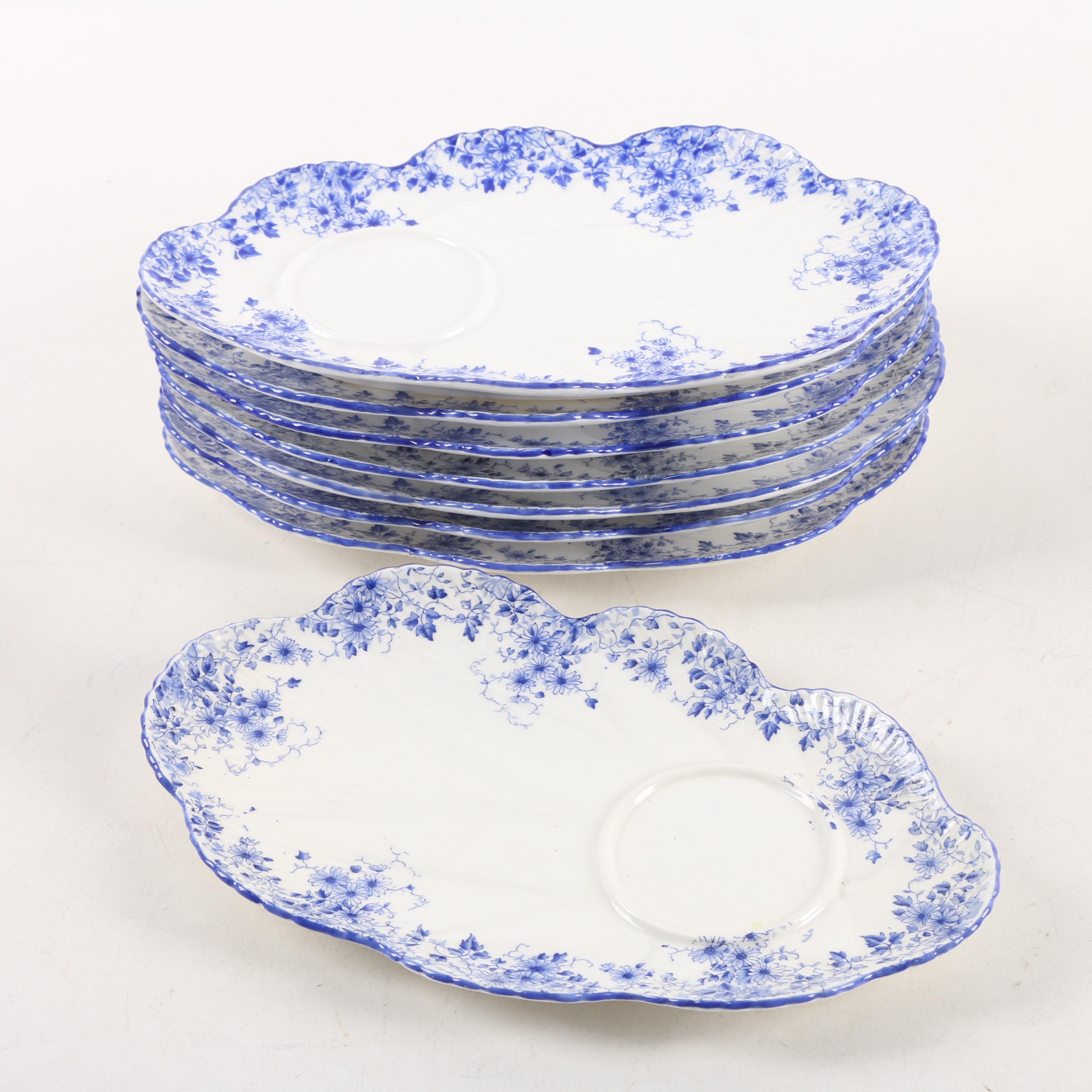 Vintage Shelley "Dainty Blue" Bone China Snack Plate Set and Serveware