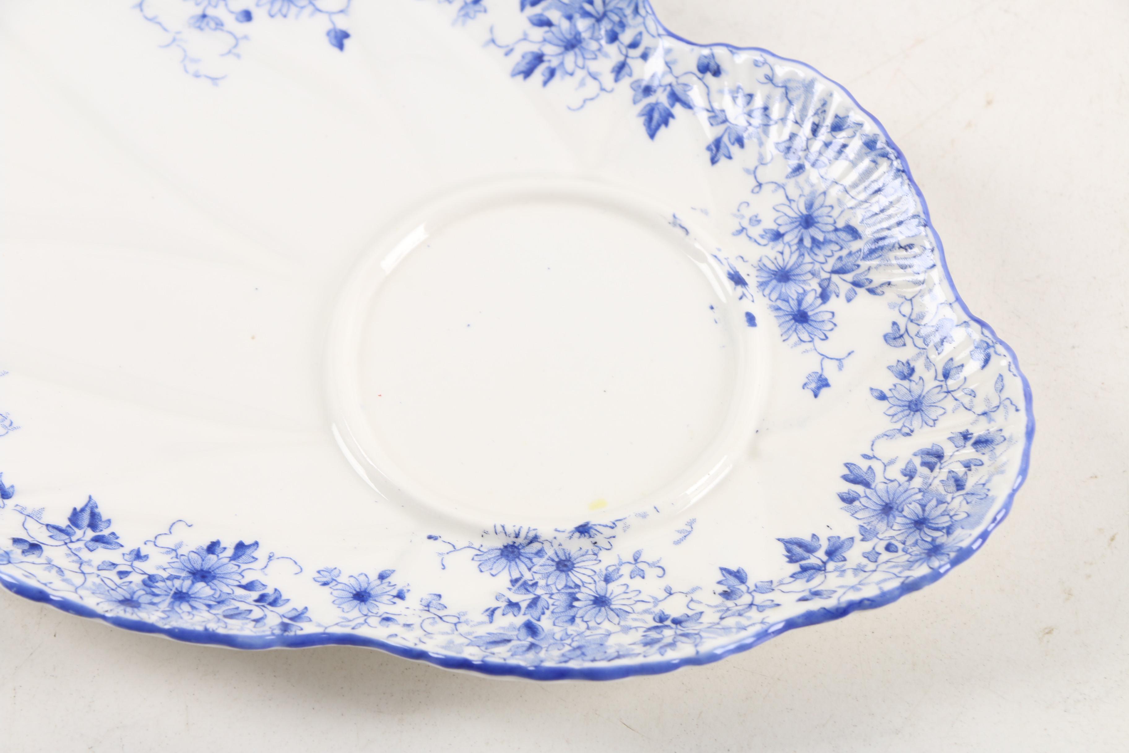 Vintage Shelley "Dainty Blue" Bone China Snack Plate Set and Serveware