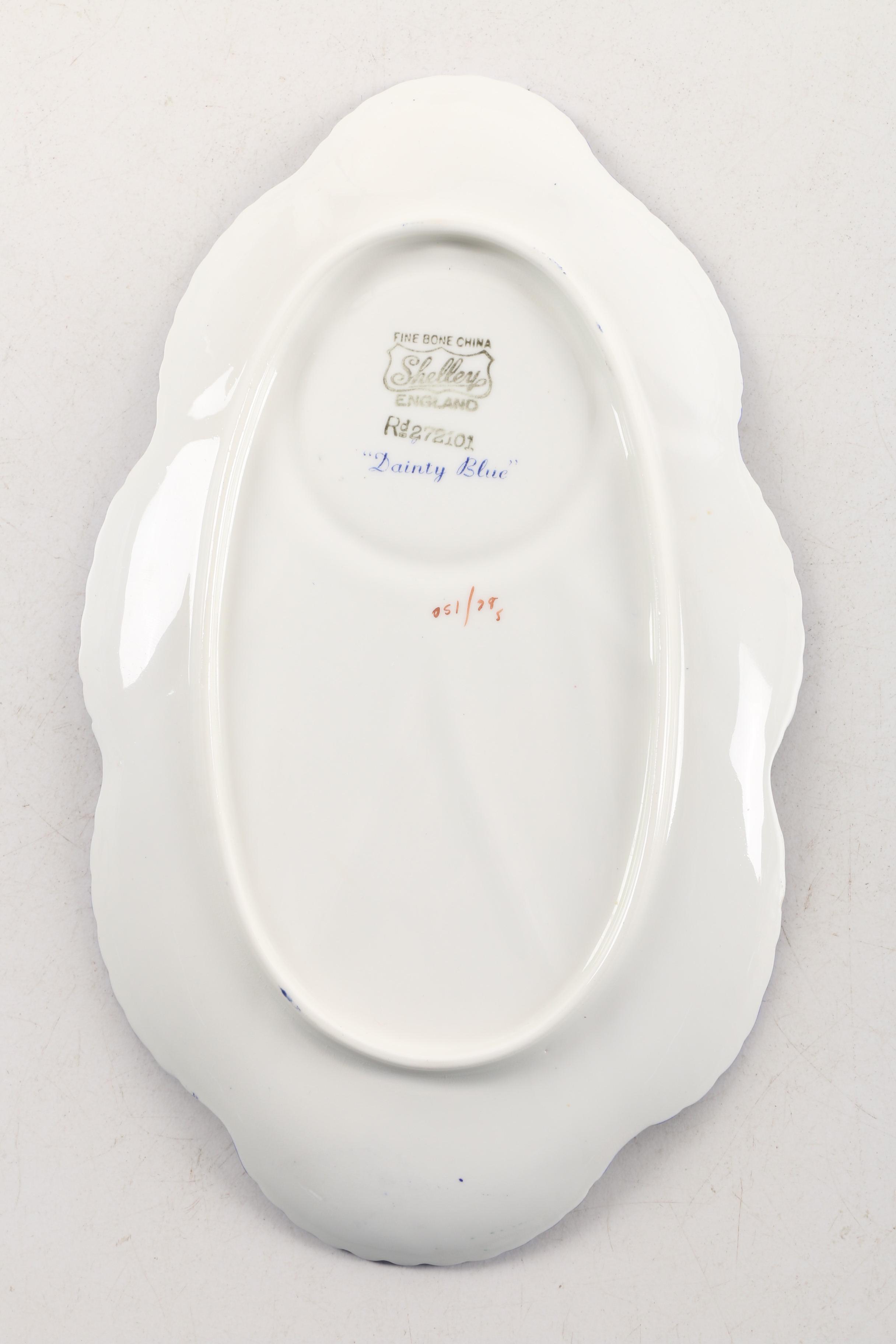 Vintage Shelley "Dainty Blue" Bone China Snack Plate Set and Serveware