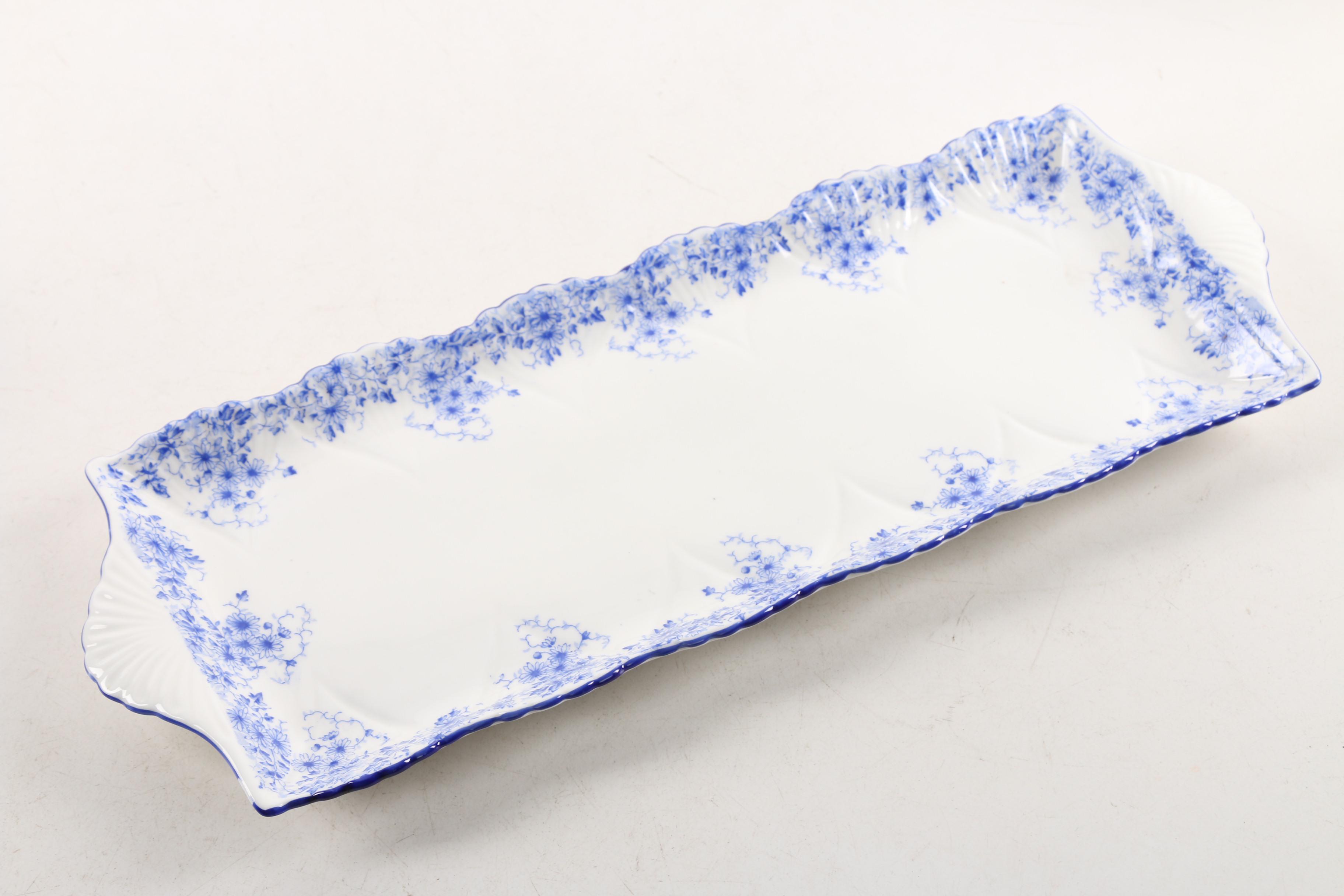 Vintage Shelley "Dainty Blue" Bone China Snack Plate Set and Serveware