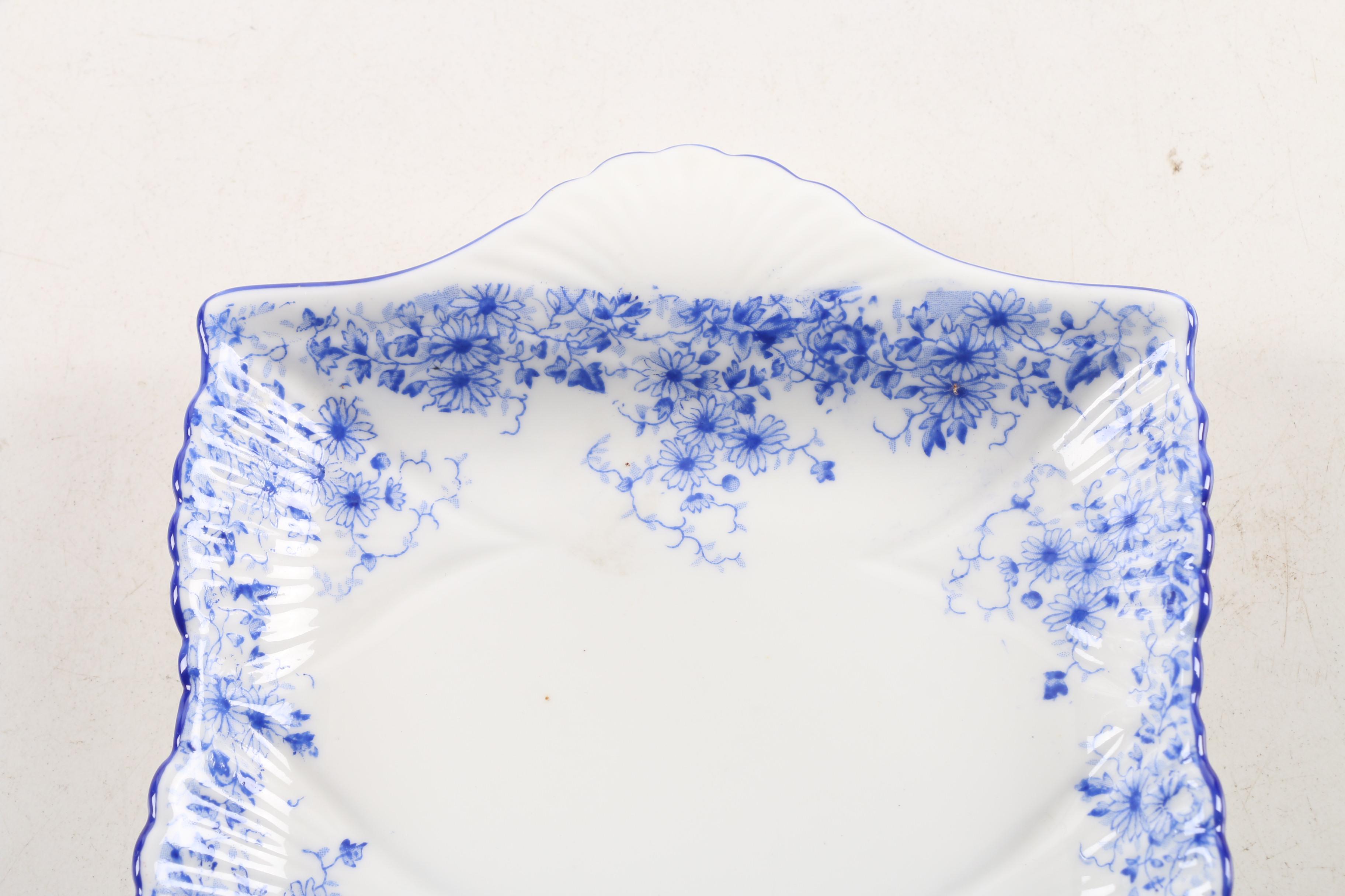 Vintage Shelley "Dainty Blue" Bone China Snack Plate Set and Serveware