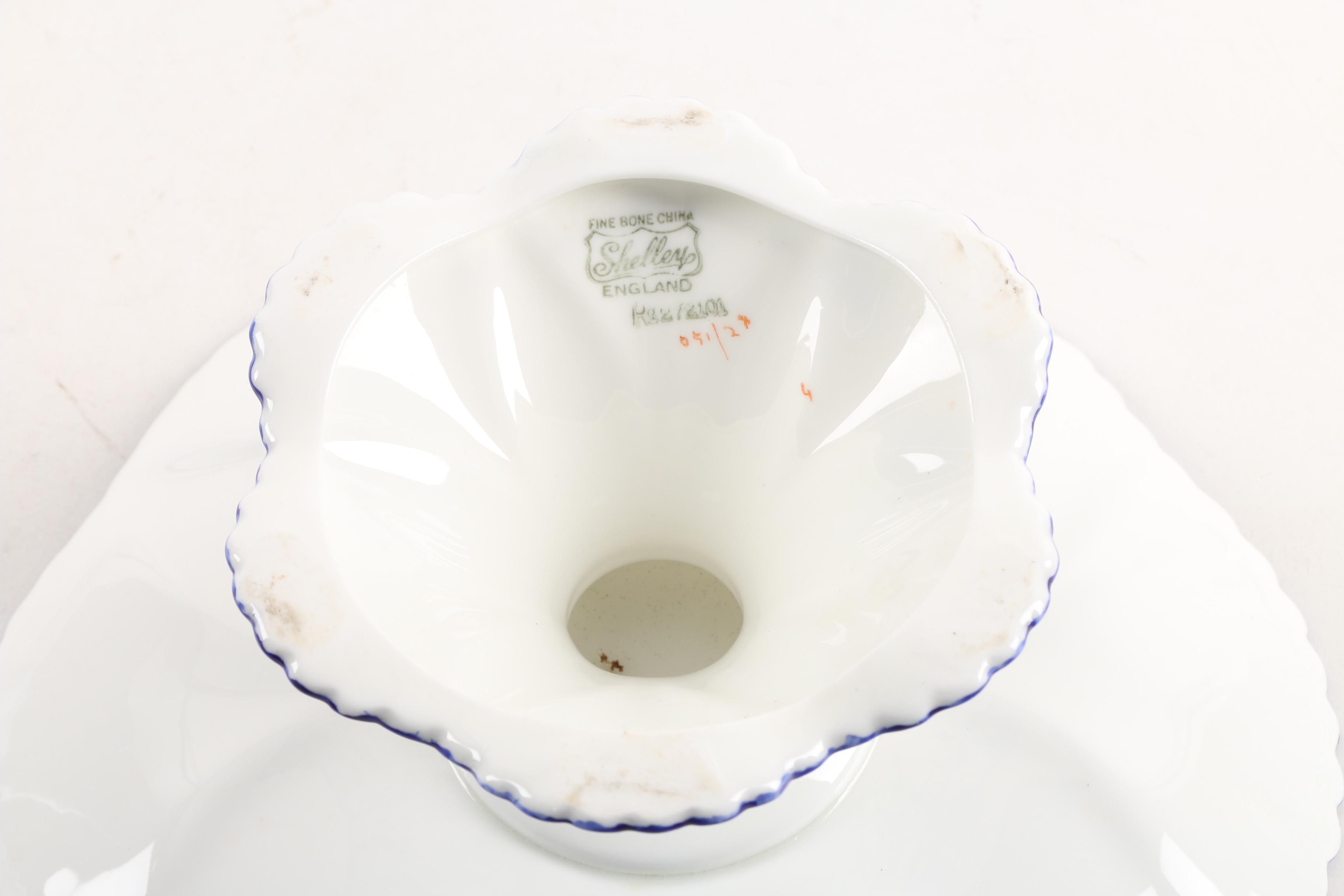 Vintage Shelley "Dainty Blue" Bone China Snack Plate Set and Serveware