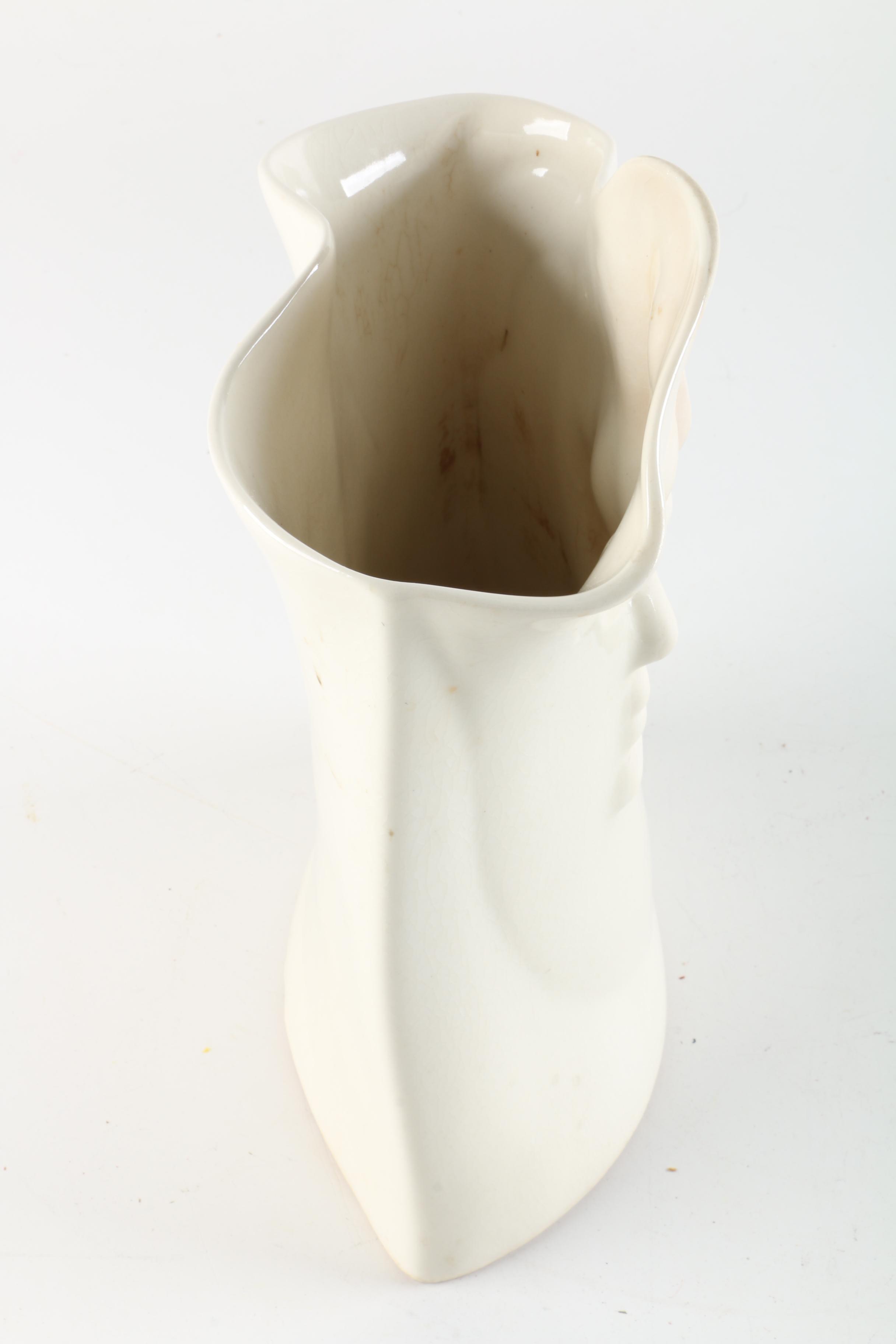 Signed Gail Markiewicz Handbuilt Ceramic Purse Vase and Lund Face Vase