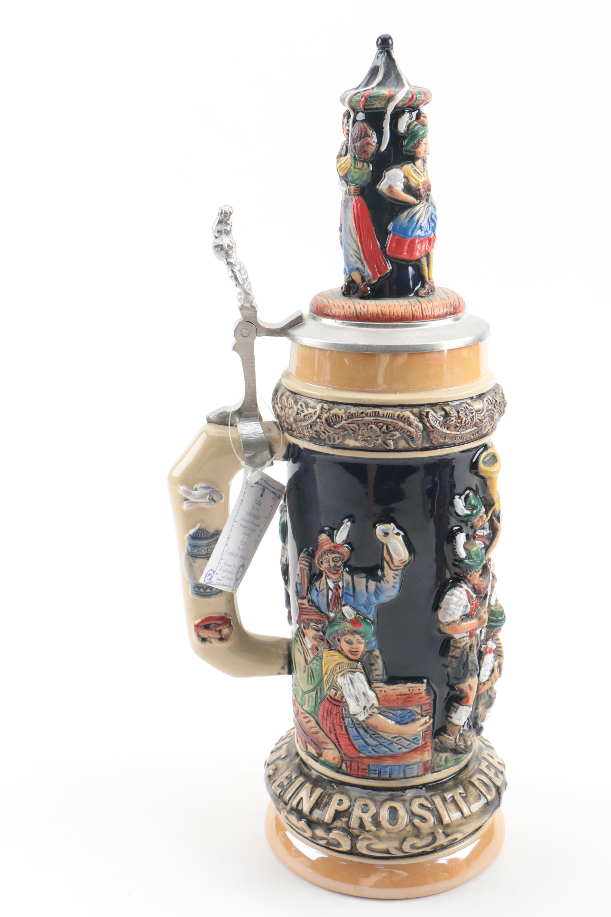 King Handmade and Hand-Painted Limited Edition Ceramic Beer Steins