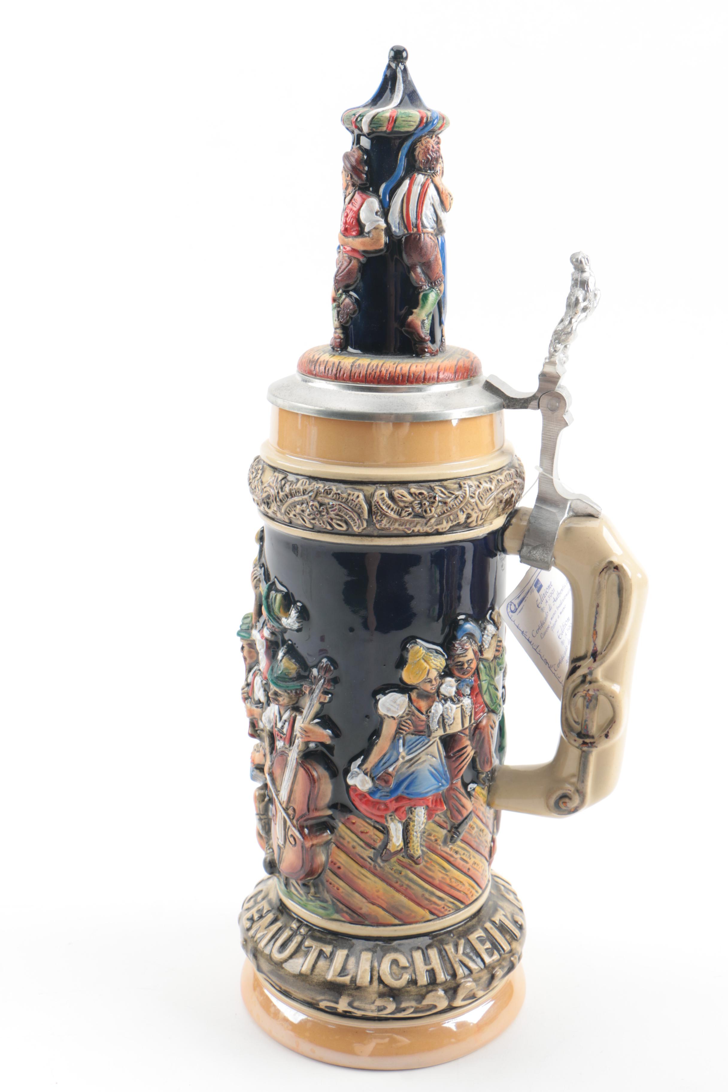 King Handmade and Hand-Painted Limited Edition Ceramic Beer Steins