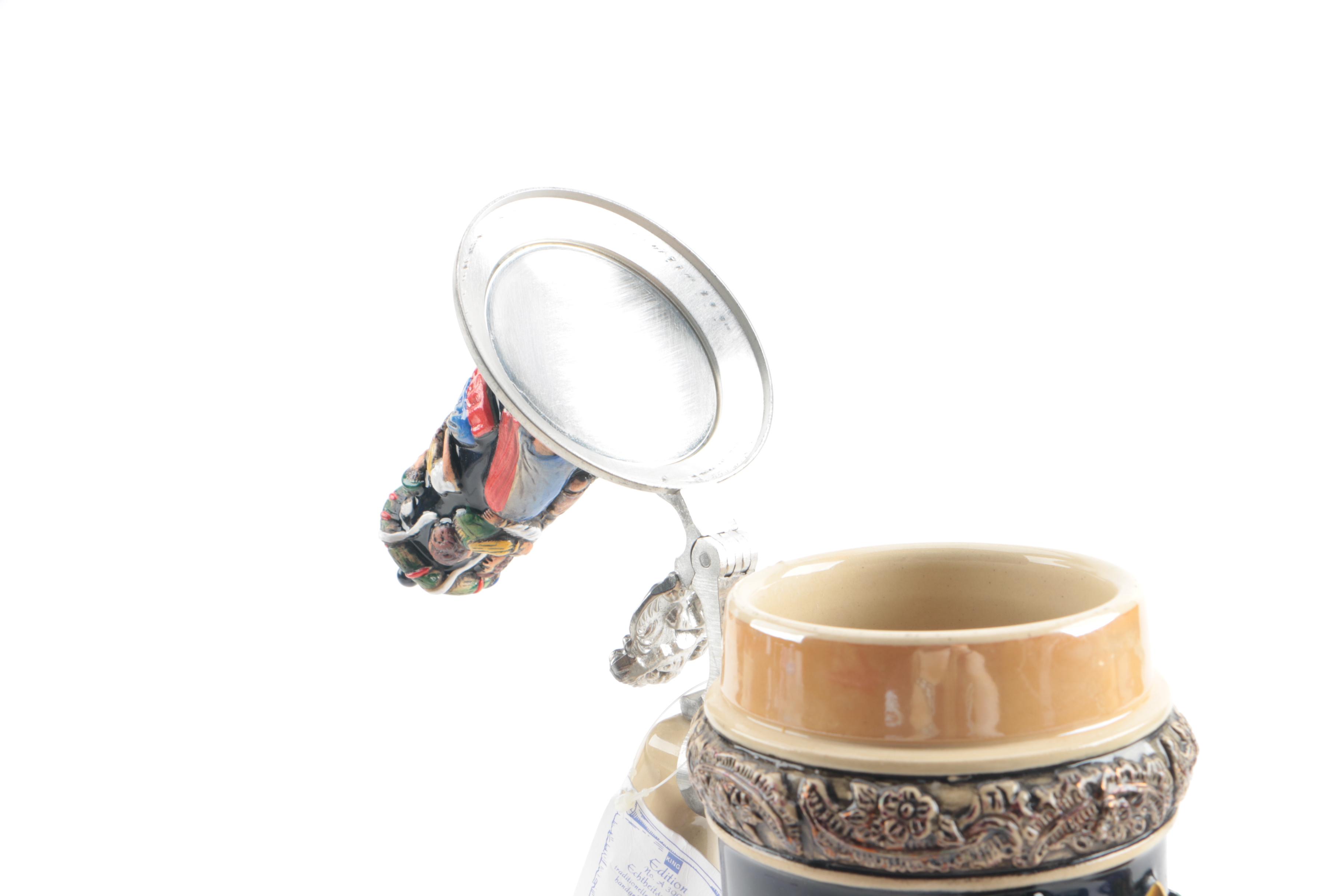 King Handmade and Hand-Painted Limited Edition Ceramic Beer Steins