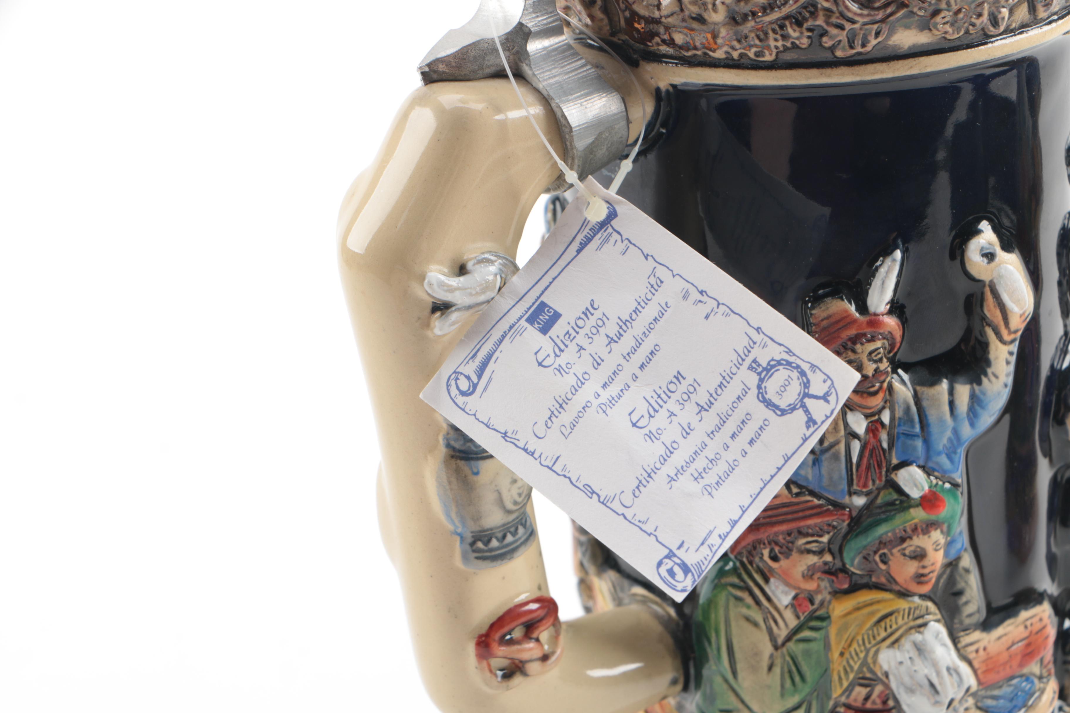 King Handmade and Hand-Painted Limited Edition Ceramic Beer Steins