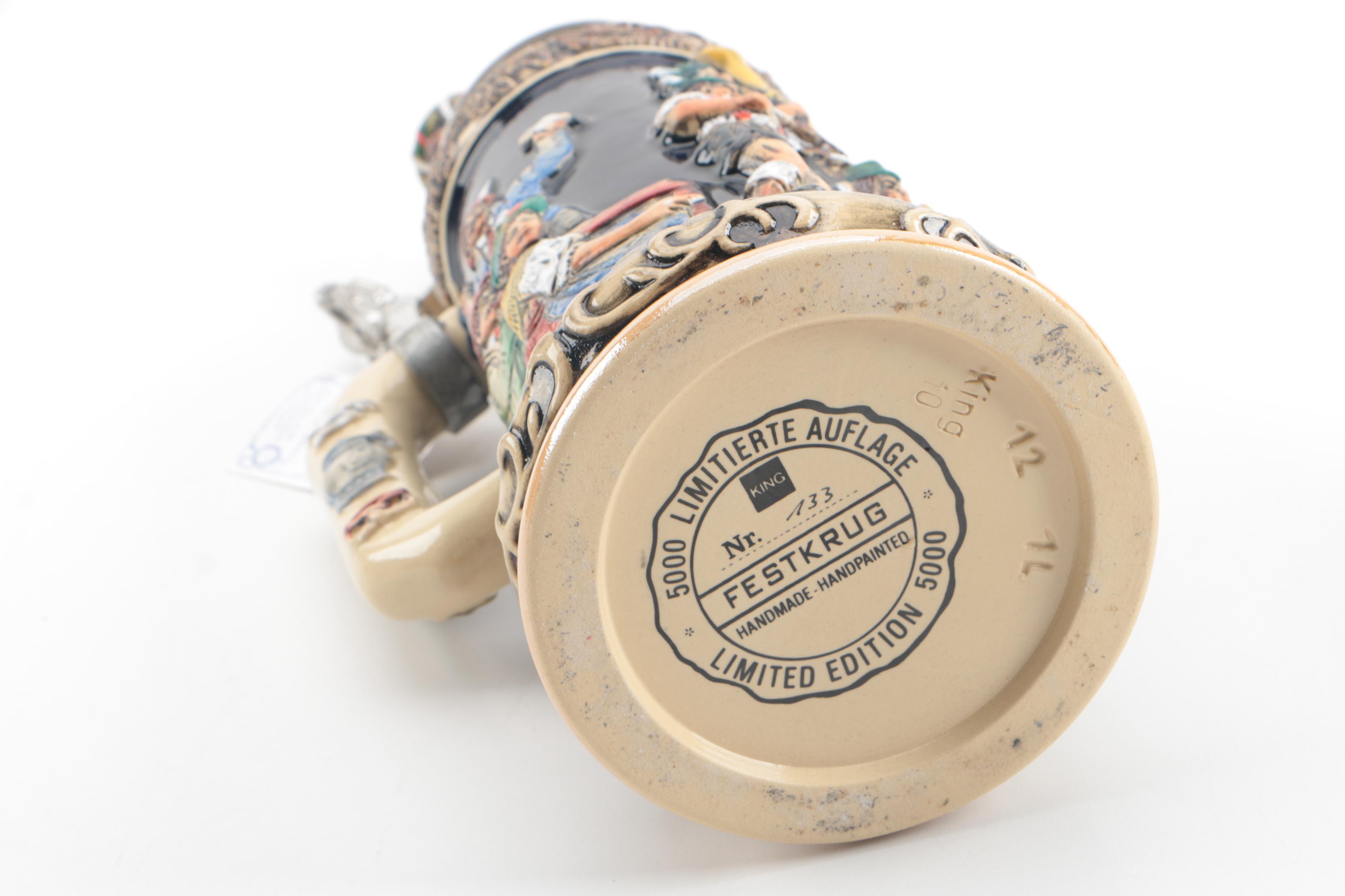 King Handmade and Hand-Painted Limited Edition Ceramic Beer Steins