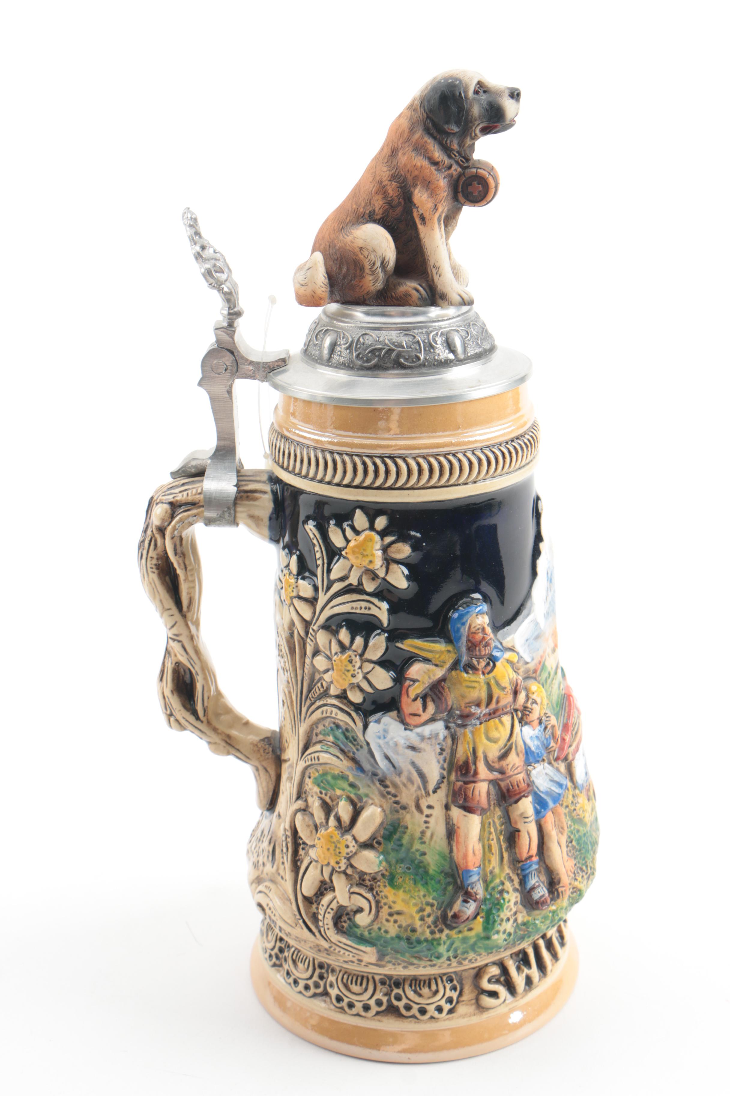 King Handmade and Hand-Painted Limited Edition Ceramic Beer Steins