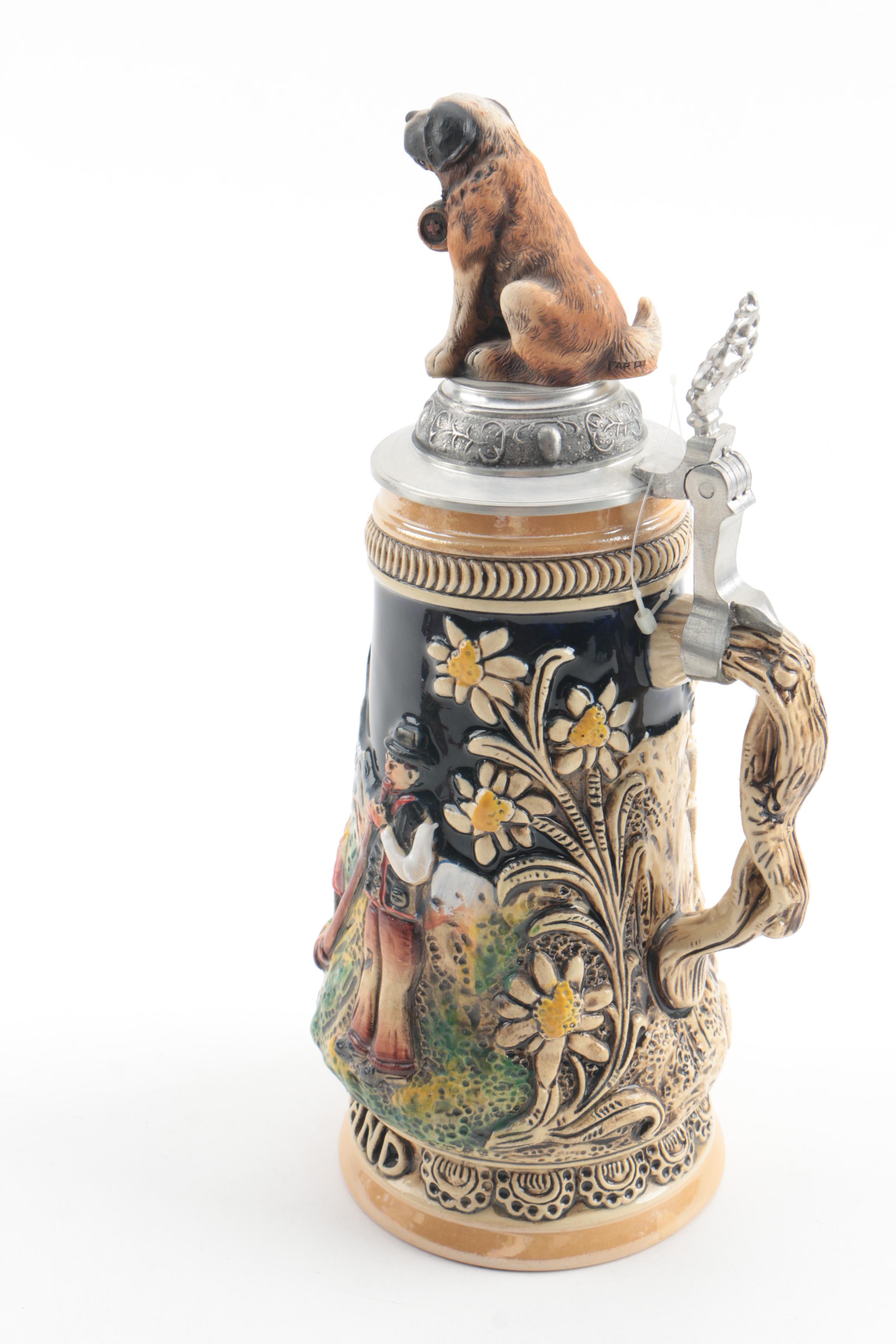 King Handmade and Hand-Painted Limited Edition Ceramic Beer Steins