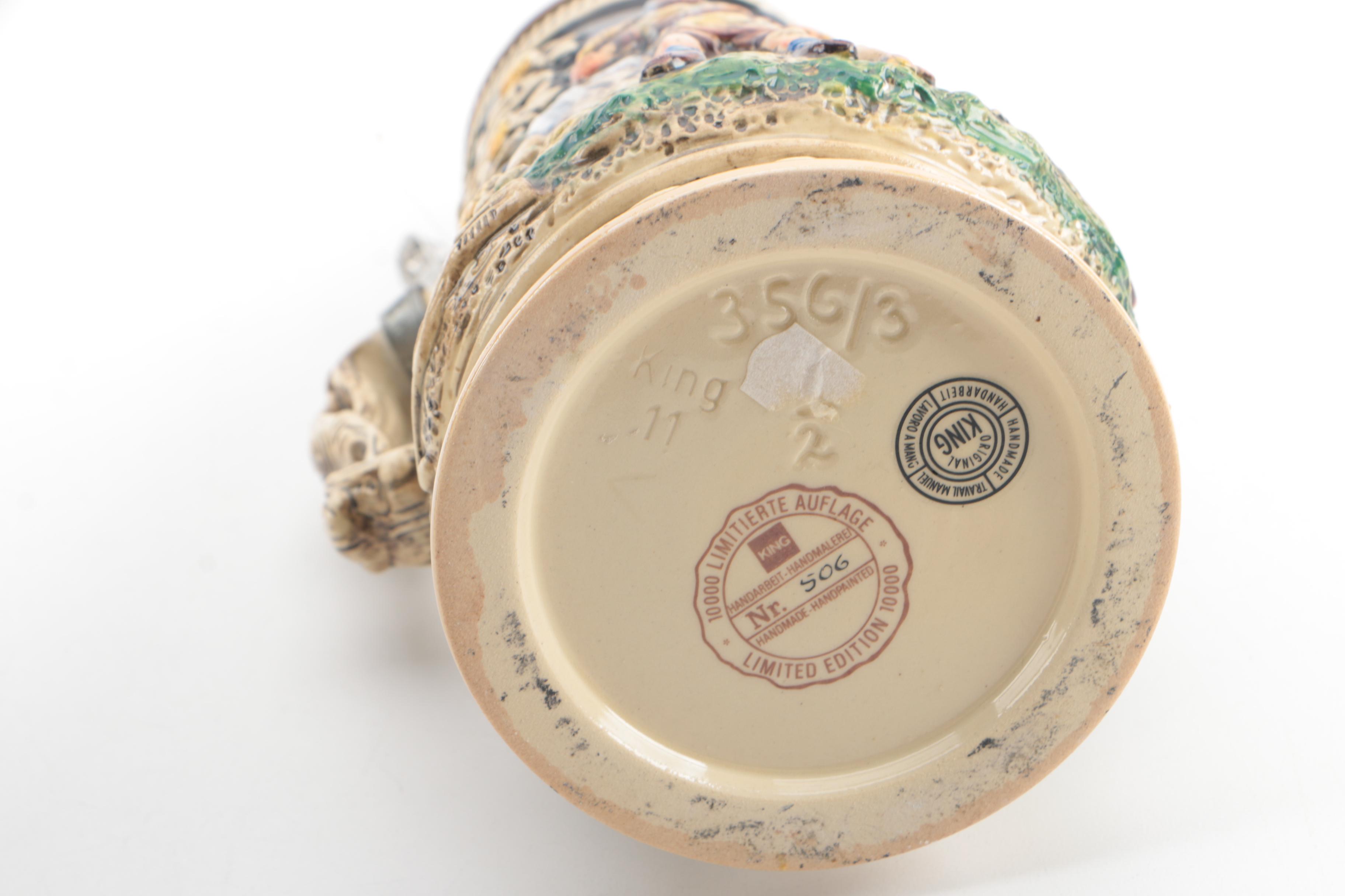 King Handmade and Hand-Painted Limited Edition Ceramic Beer Steins