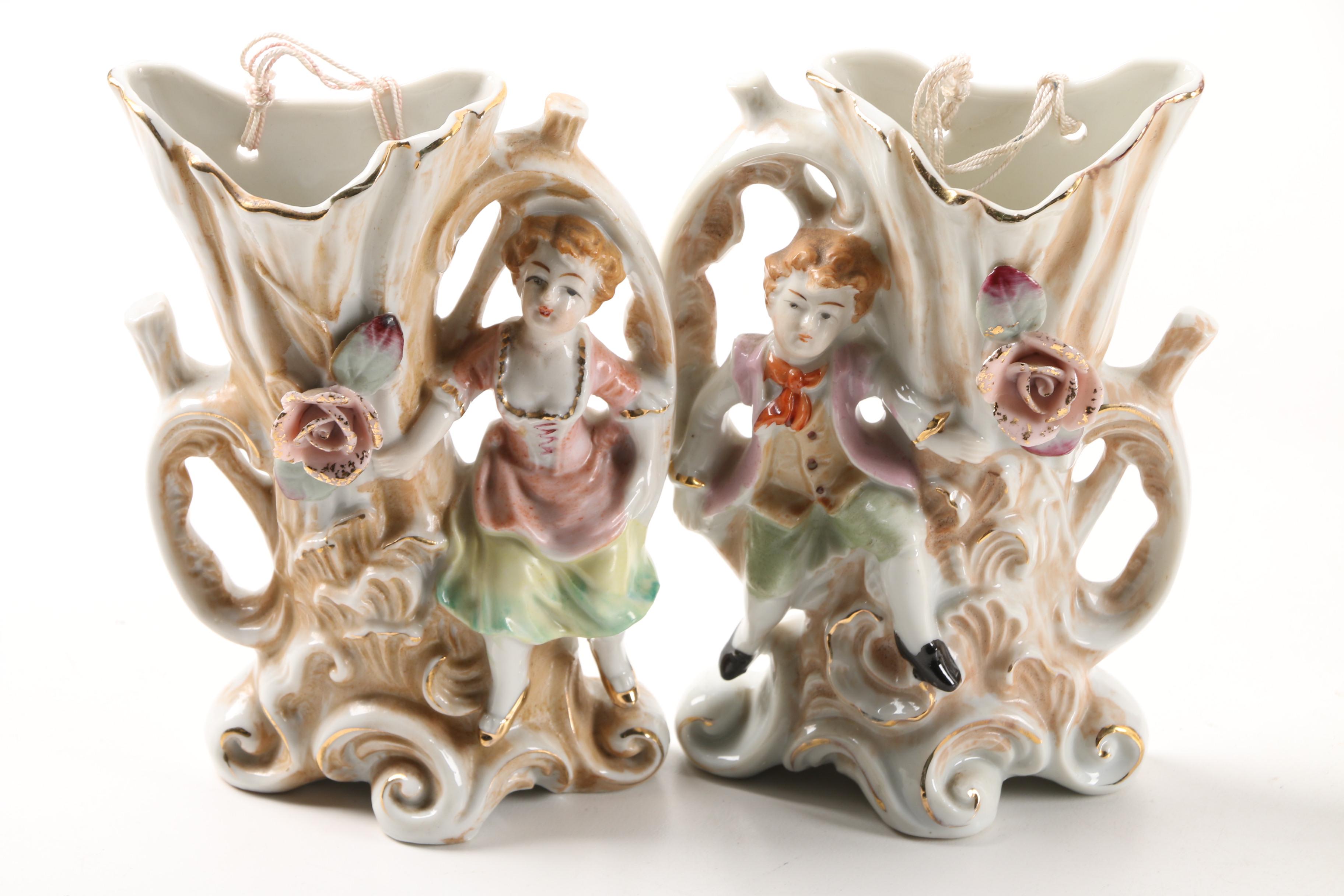 Vintage Beswick Palm Tree Pitchers with Wall Pocket Vases and Biscuit Barrel