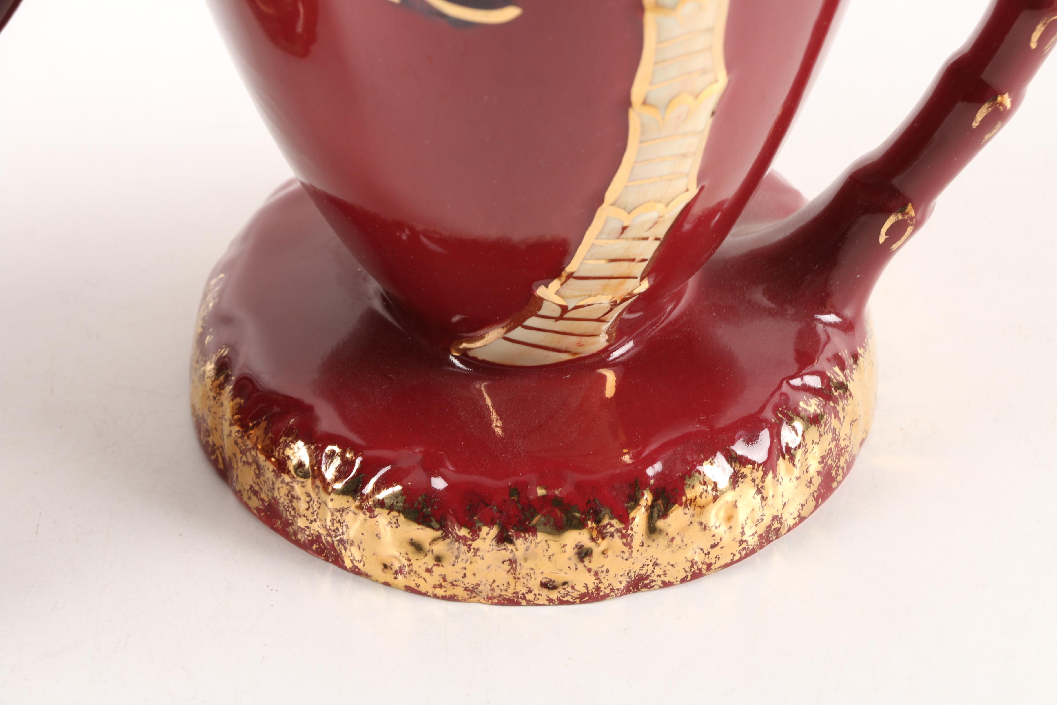 Vintage Beswick Palm Tree Pitchers with Wall Pocket Vases and Biscuit Barrel