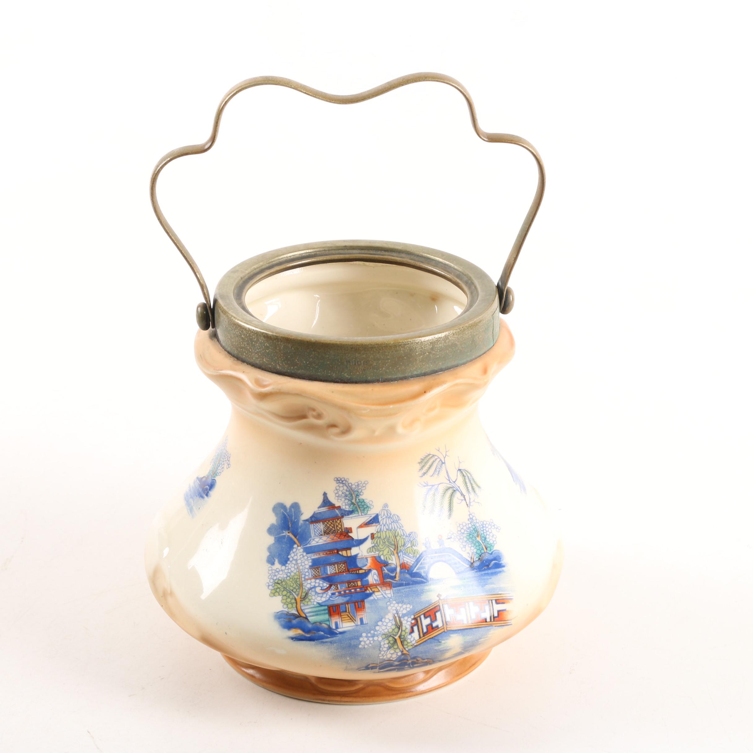 Vintage Beswick Palm Tree Pitchers with Wall Pocket Vases and Biscuit Barrel