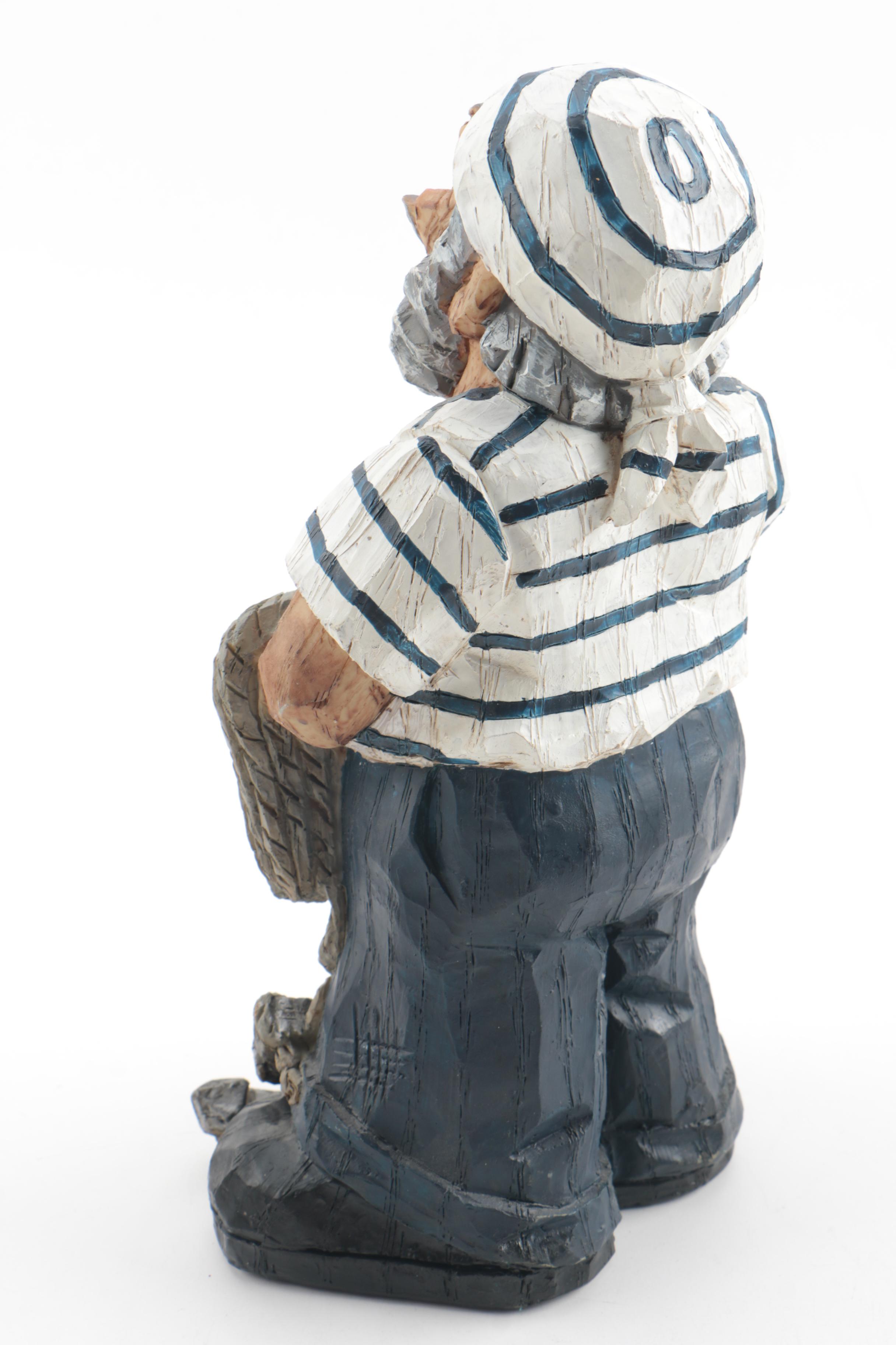 Edward “Pudge” DeGraff Carved Wooden Sailor and Seagull Scluptures