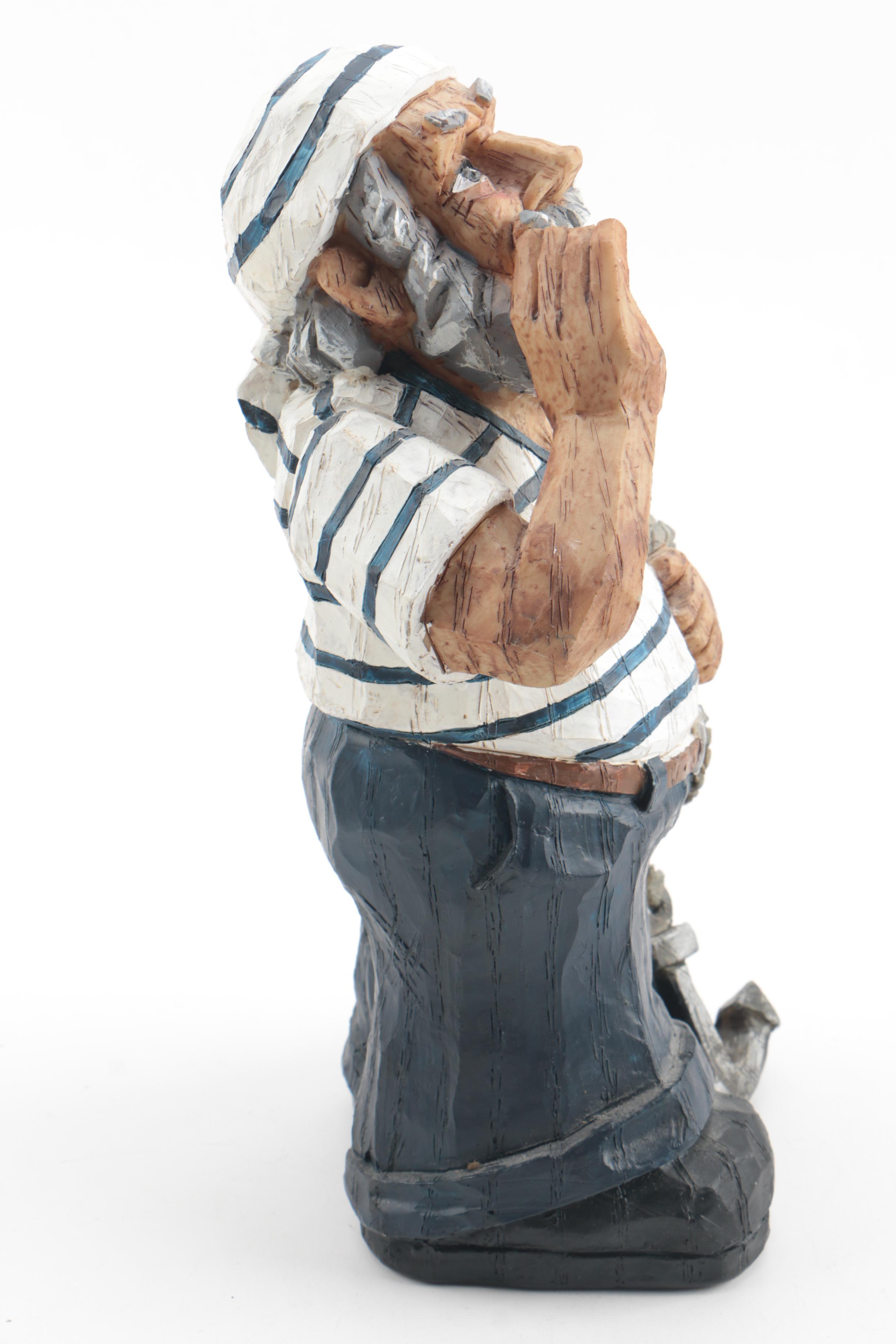 Edward “Pudge” DeGraff Carved Wooden Sailor and Seagull Scluptures