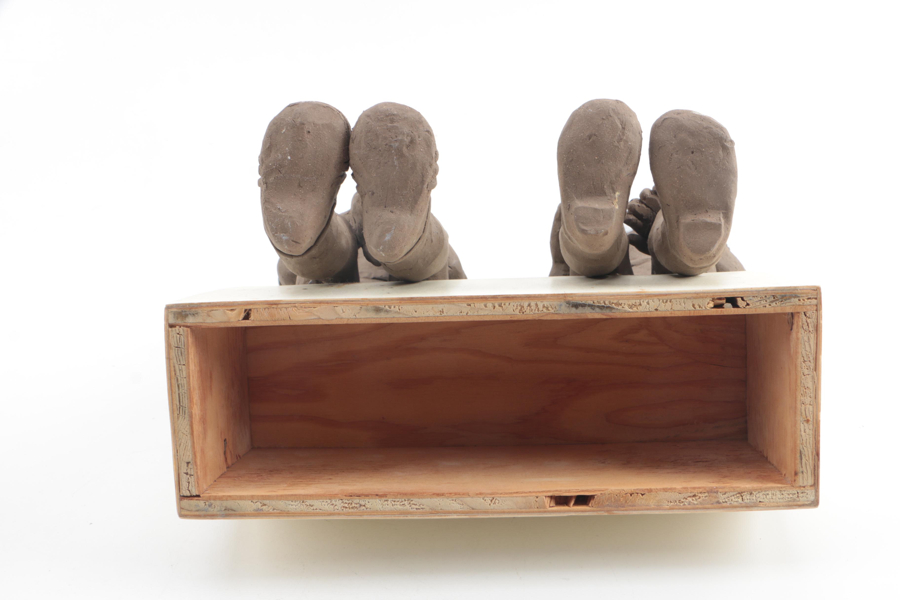 Reynolds Ceramic Sculpture of Children With Clown Makeup