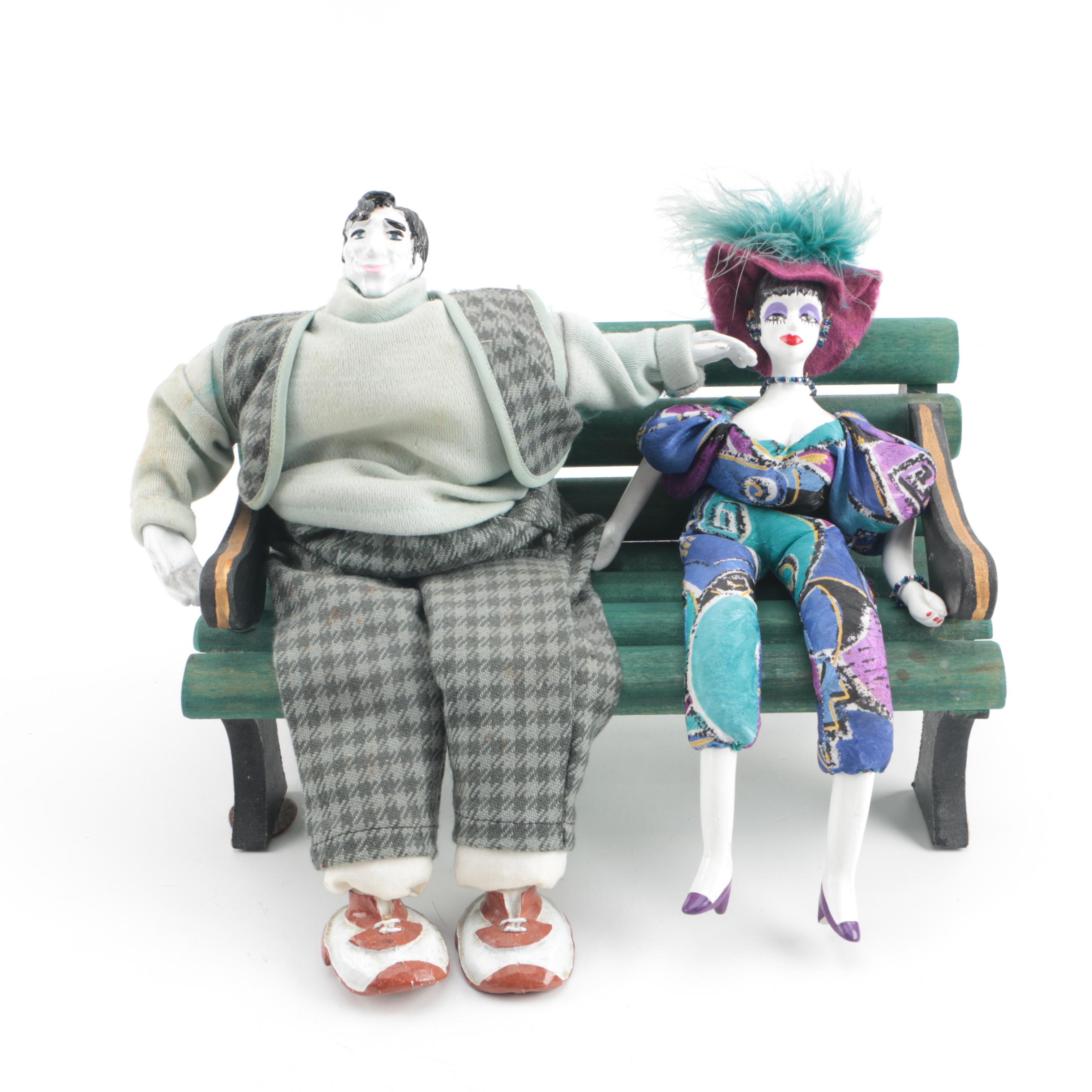 Beanbag Dolls and Wood Bench Including Poupées by Isabelle