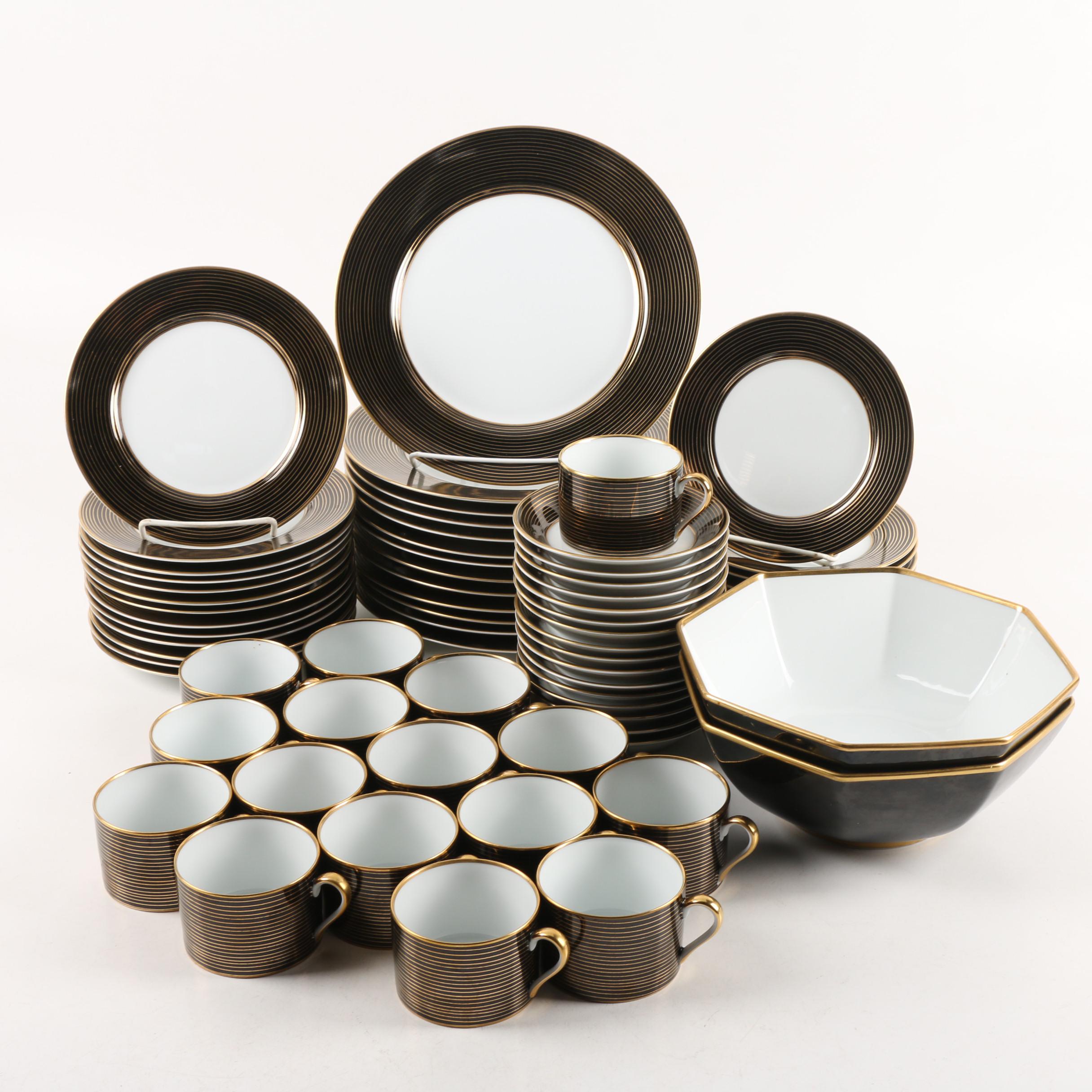 Fitz and Floyd "Rondelle Black" Porcelain Dinnerware c. 1987-94