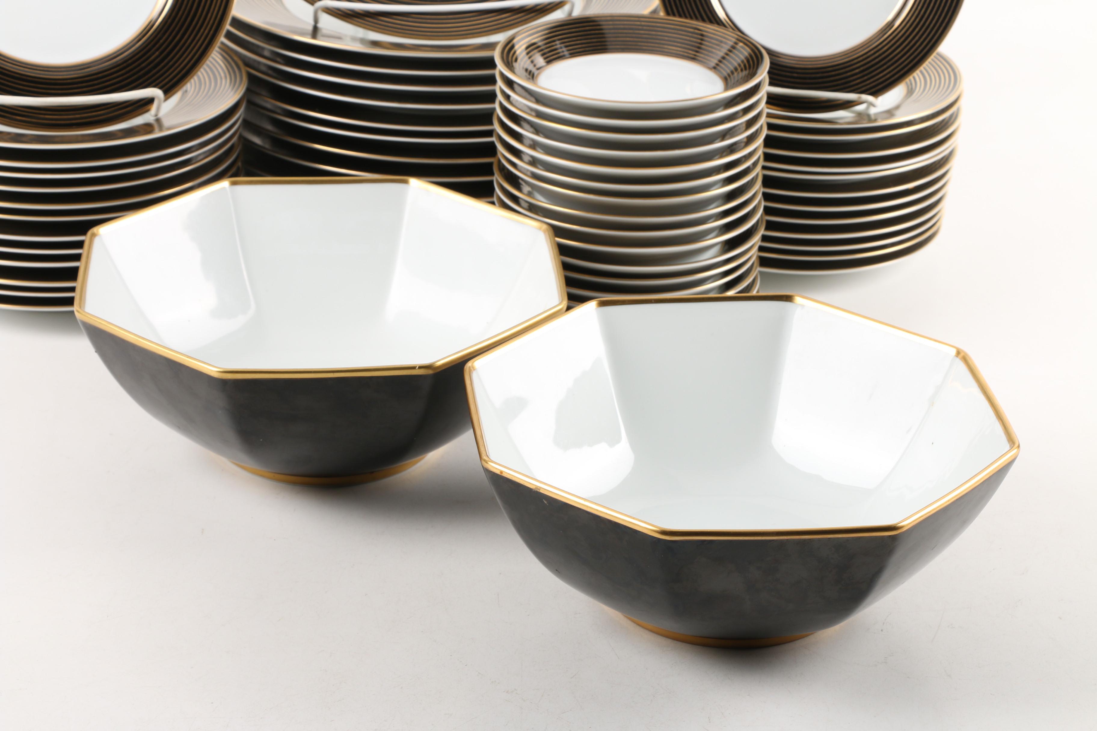 Fitz and Floyd "Rondelle Black" Porcelain Dinnerware c. 1987-94
