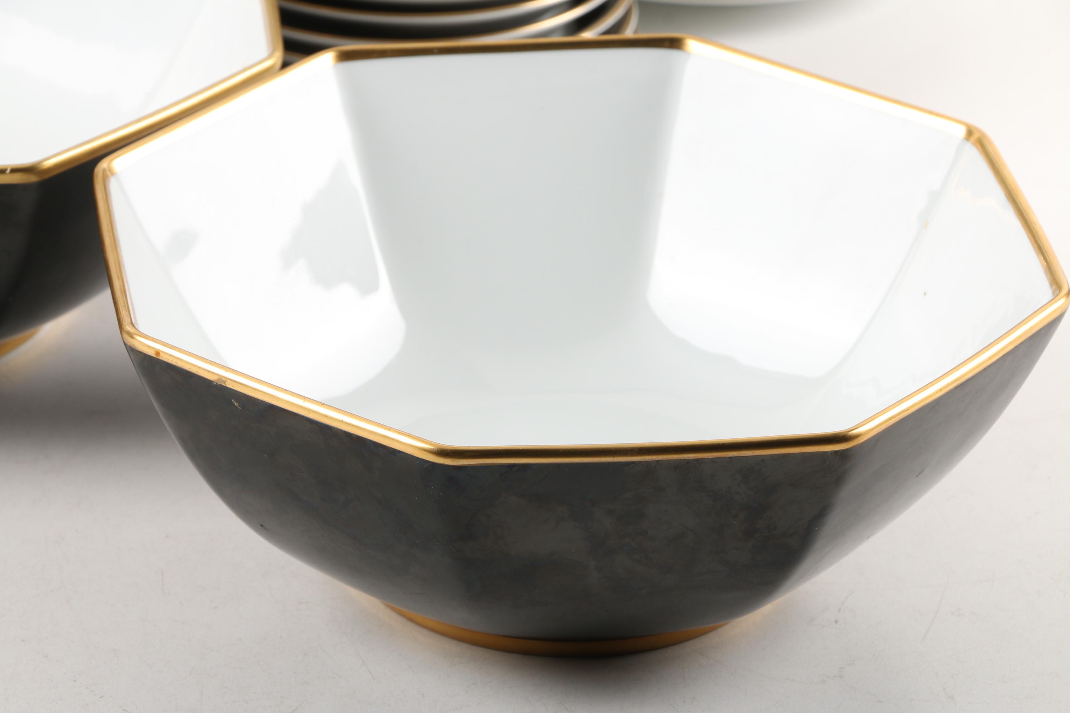 Fitz and Floyd "Rondelle Black" Porcelain Dinnerware c. 1987-94